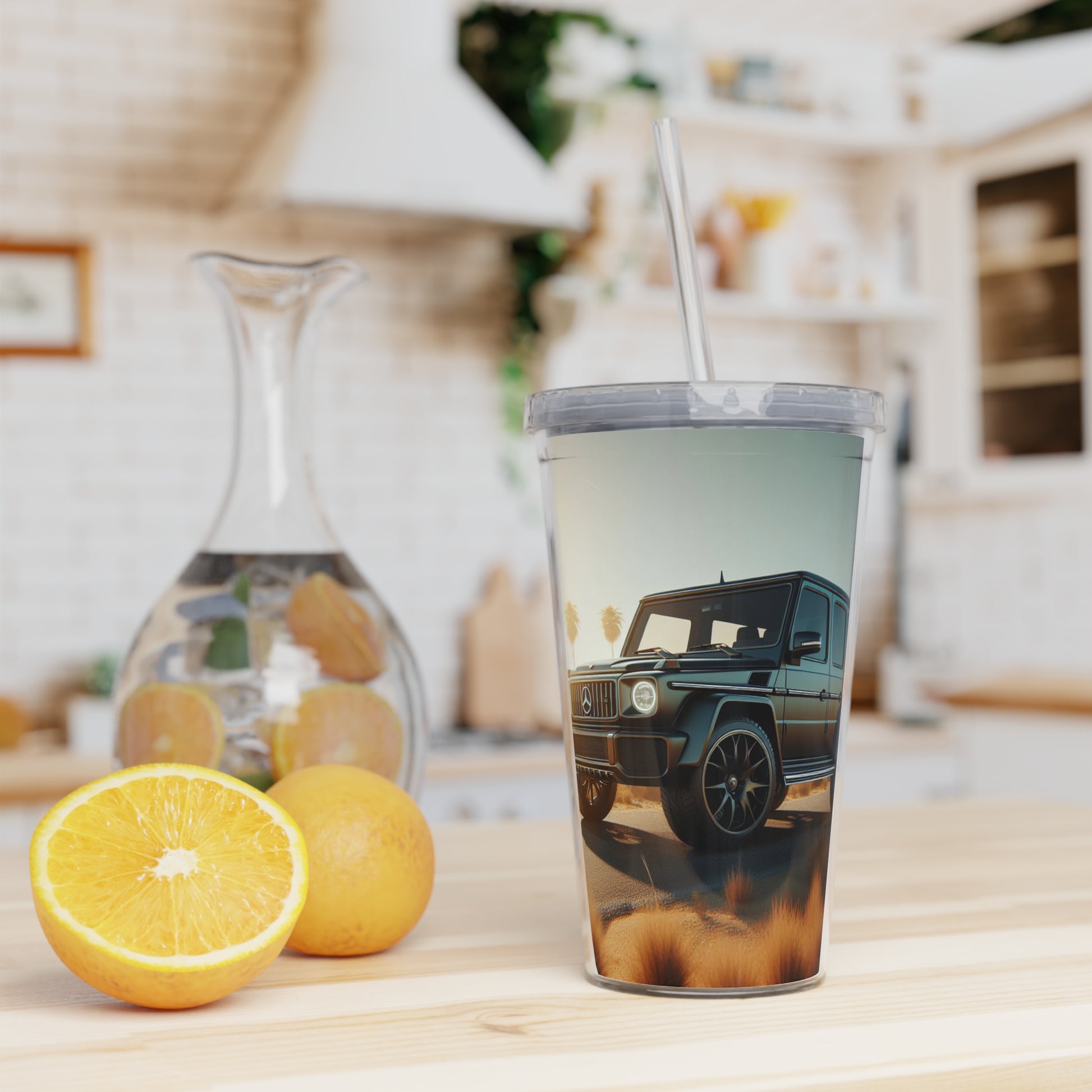 Black G-Wagon Tumbler with Straw Mug Printify