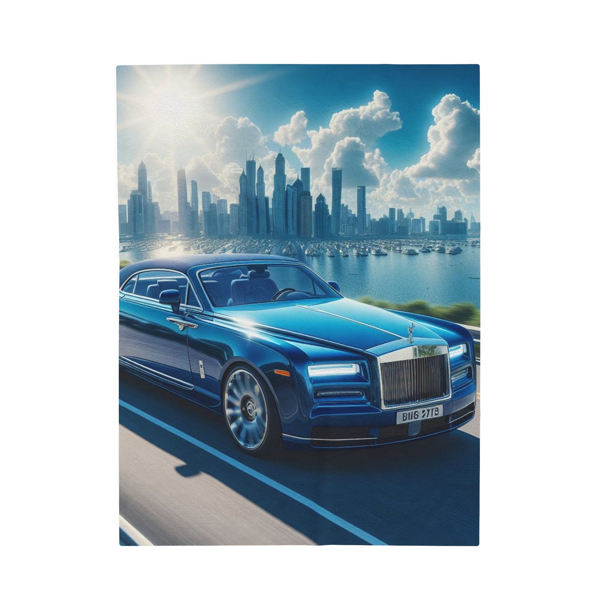 Blue Rolls Royce Plush Blanket All Over Prints Printify 30" × 40"