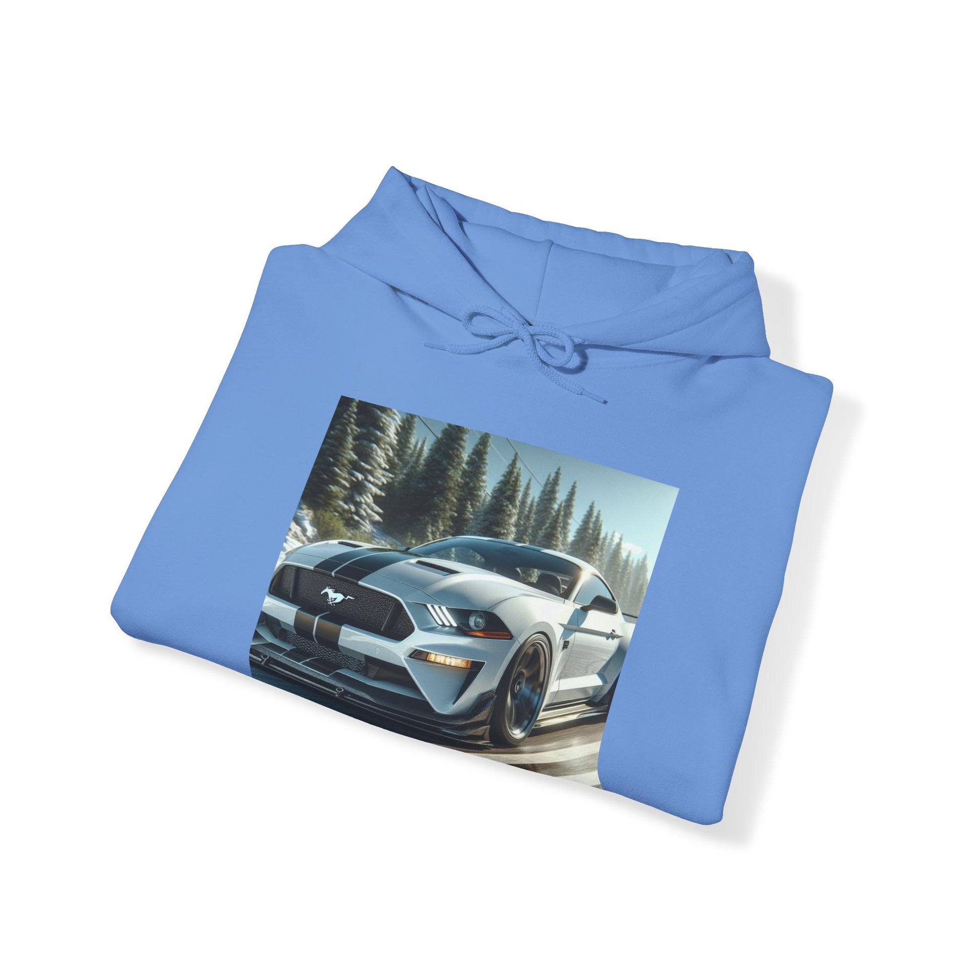 White Mustang Hoodie Hoodie Printify