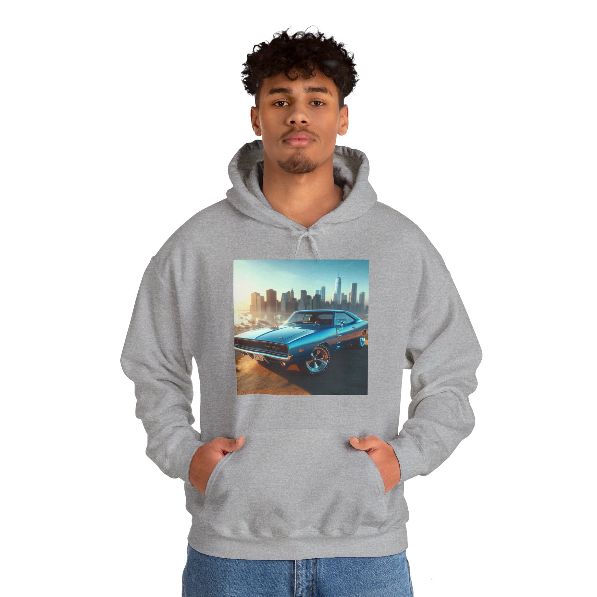 1970 Blue Dodge Charger Hoodie Hoodie Printify