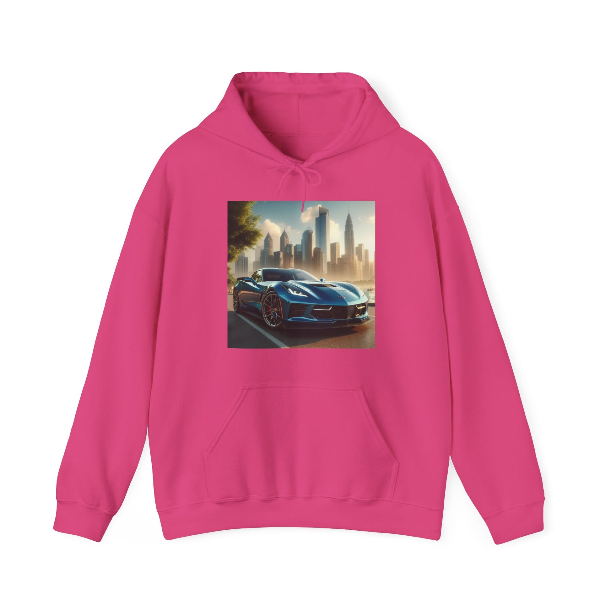 Blue Corvette Hoodie Hoodie Printify Heliconia S