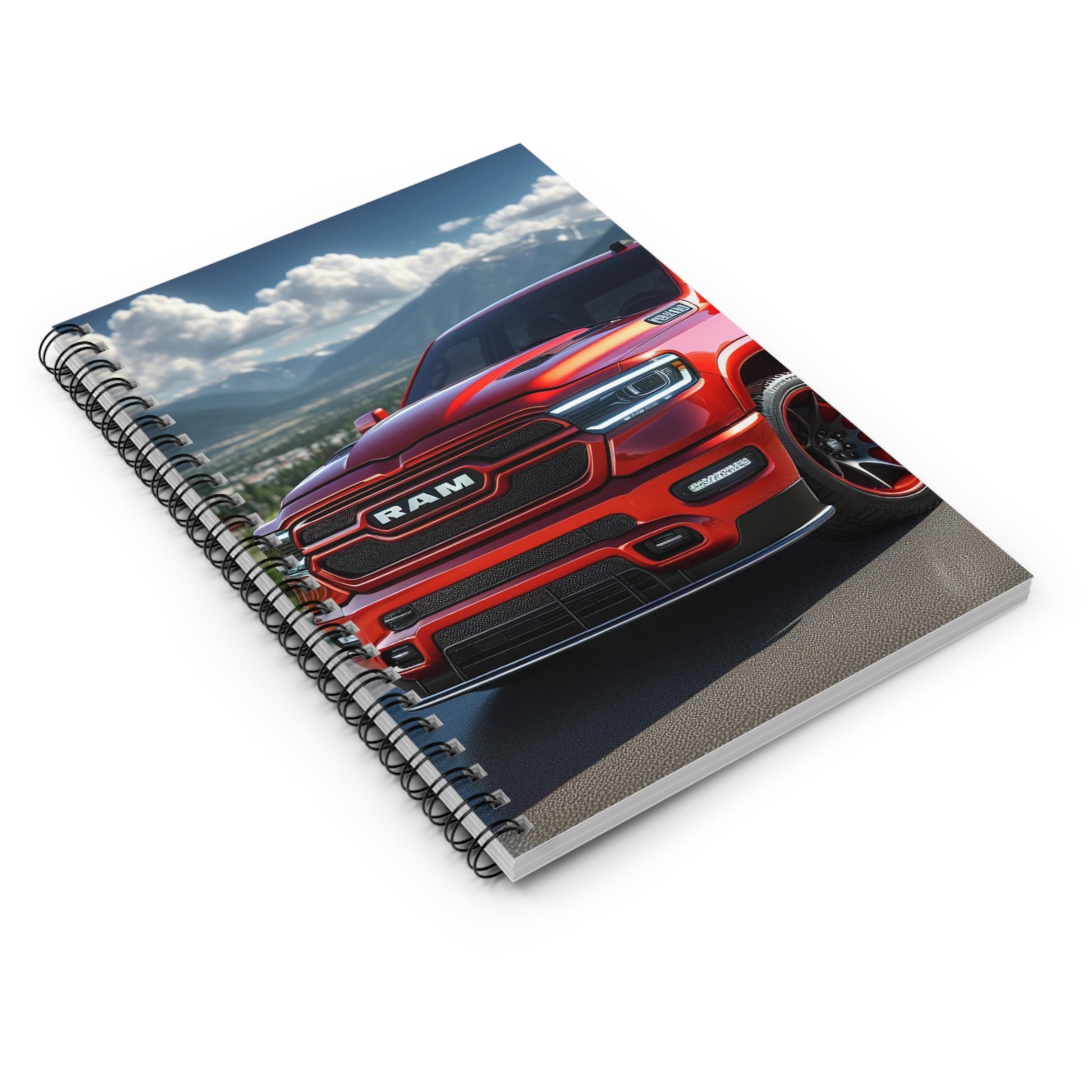 Red Dodge Ram Spiral Notebook Paper products Printify