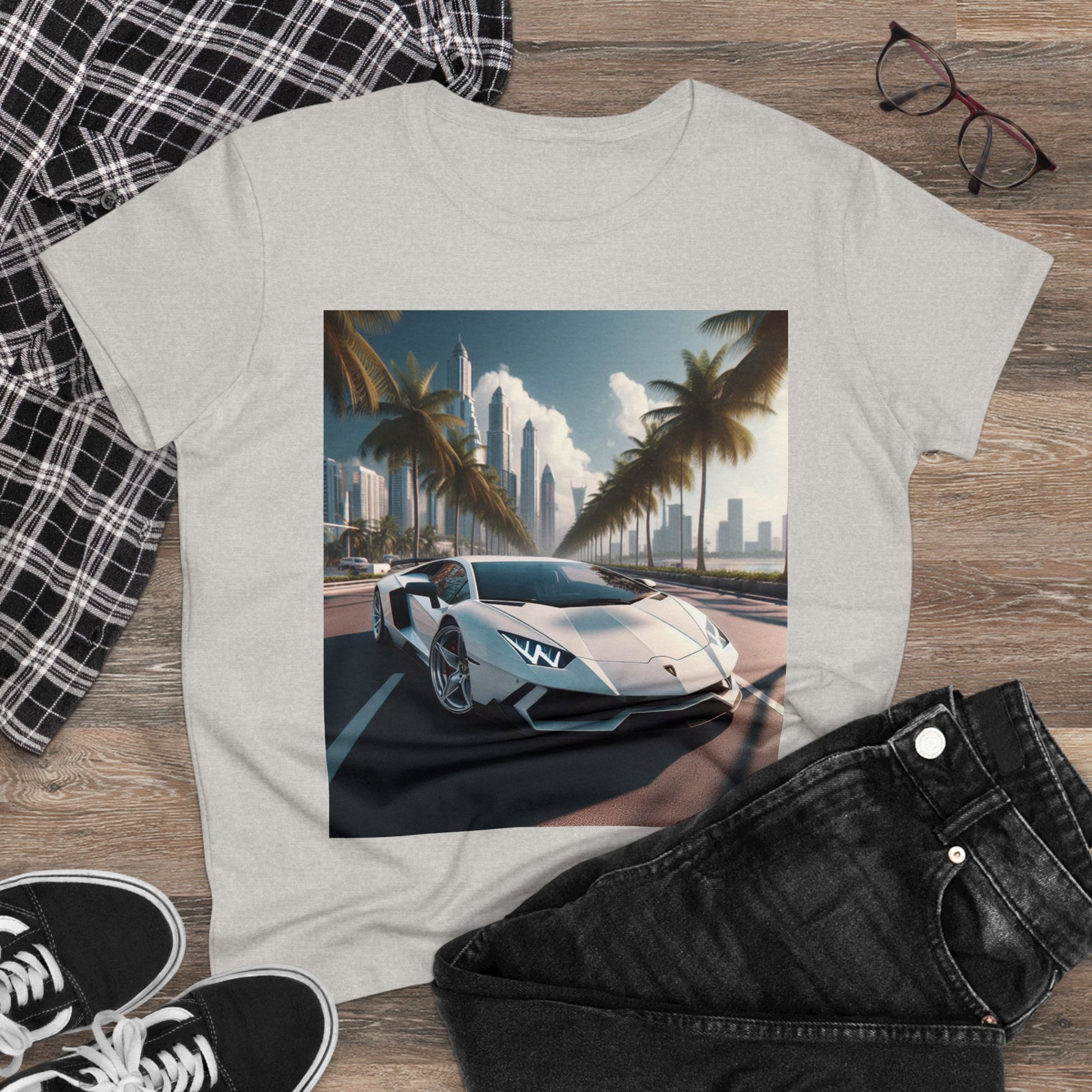 White Lamborghini T-Shirt T-Shirt Printify