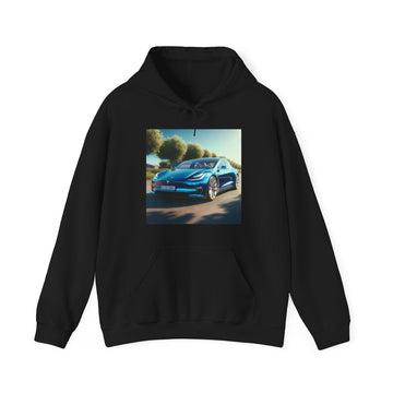 Blue Tesla Hoodie Hoodie Printify Black S