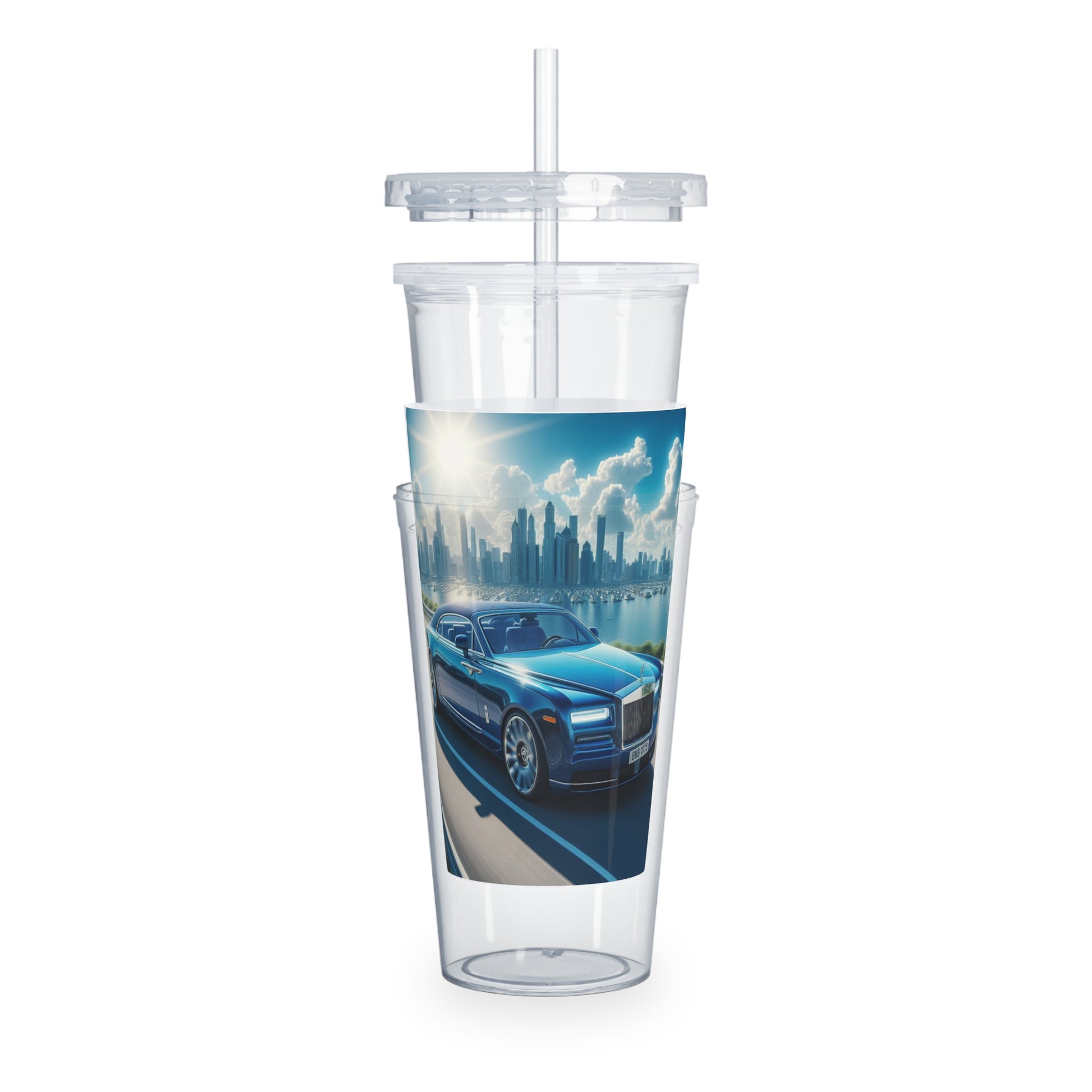 Blue Rolls Royce Tumbler with Straw Mug Printify