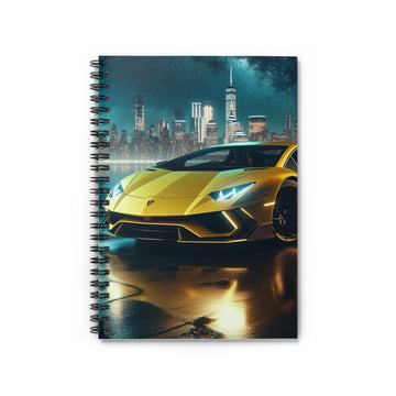 Yellow Lamborghini Spiral Notebook Paper products Printify One Size
