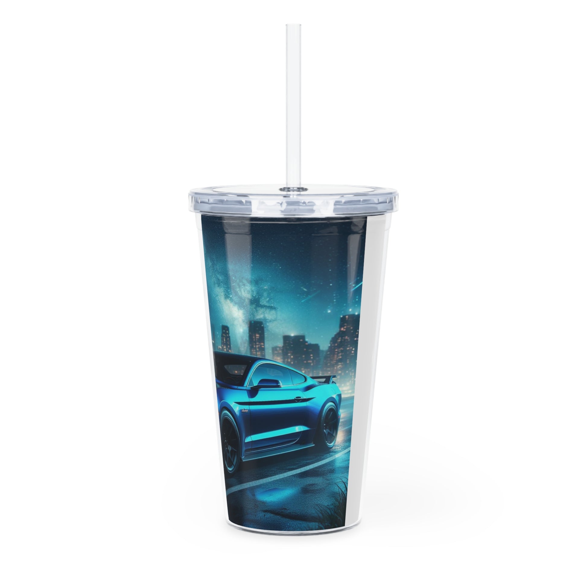 Blue Mustang Tumbler with Straw Mug Printify