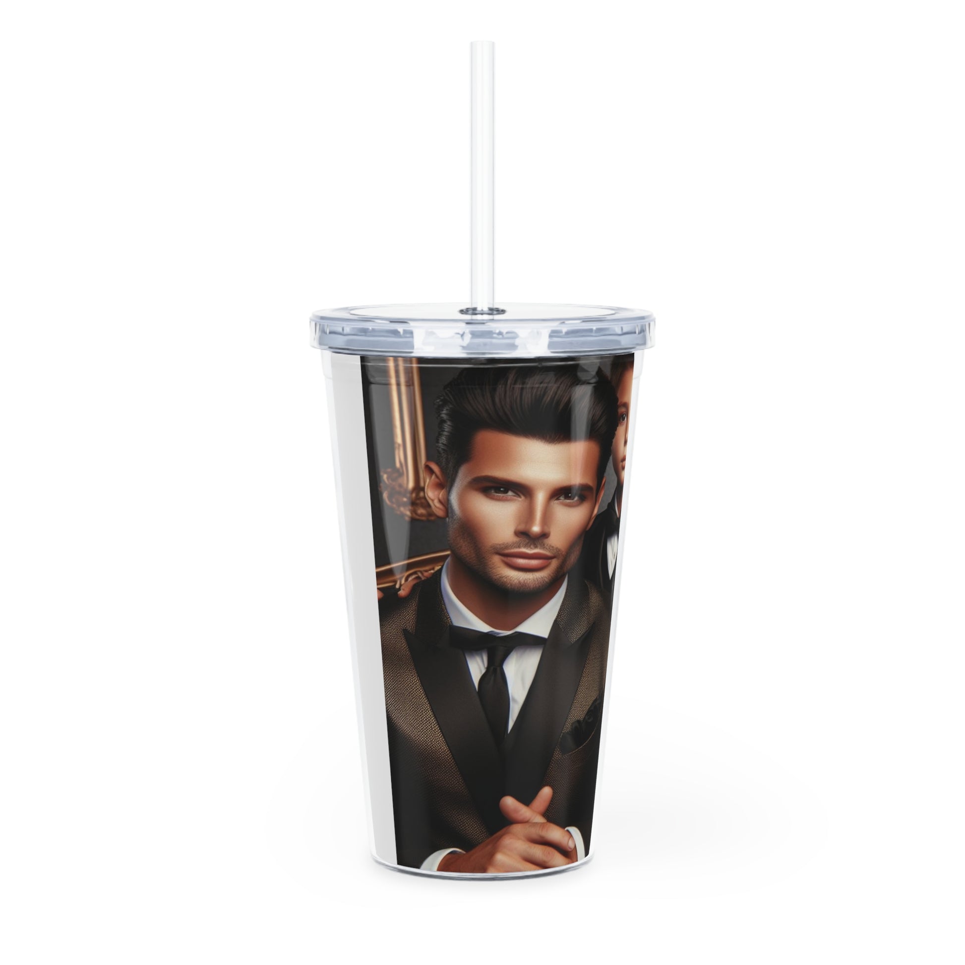 Family Portrait Tumbler with Straw Mug Printify