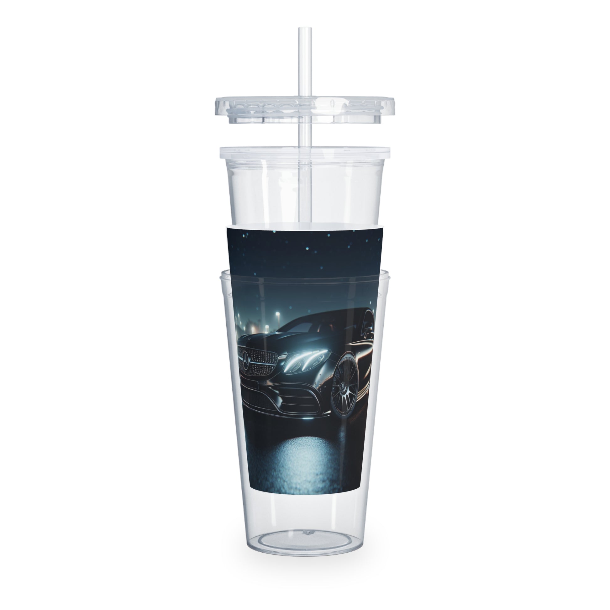 Black Mercedes Tumbler with Straw Mug Printify