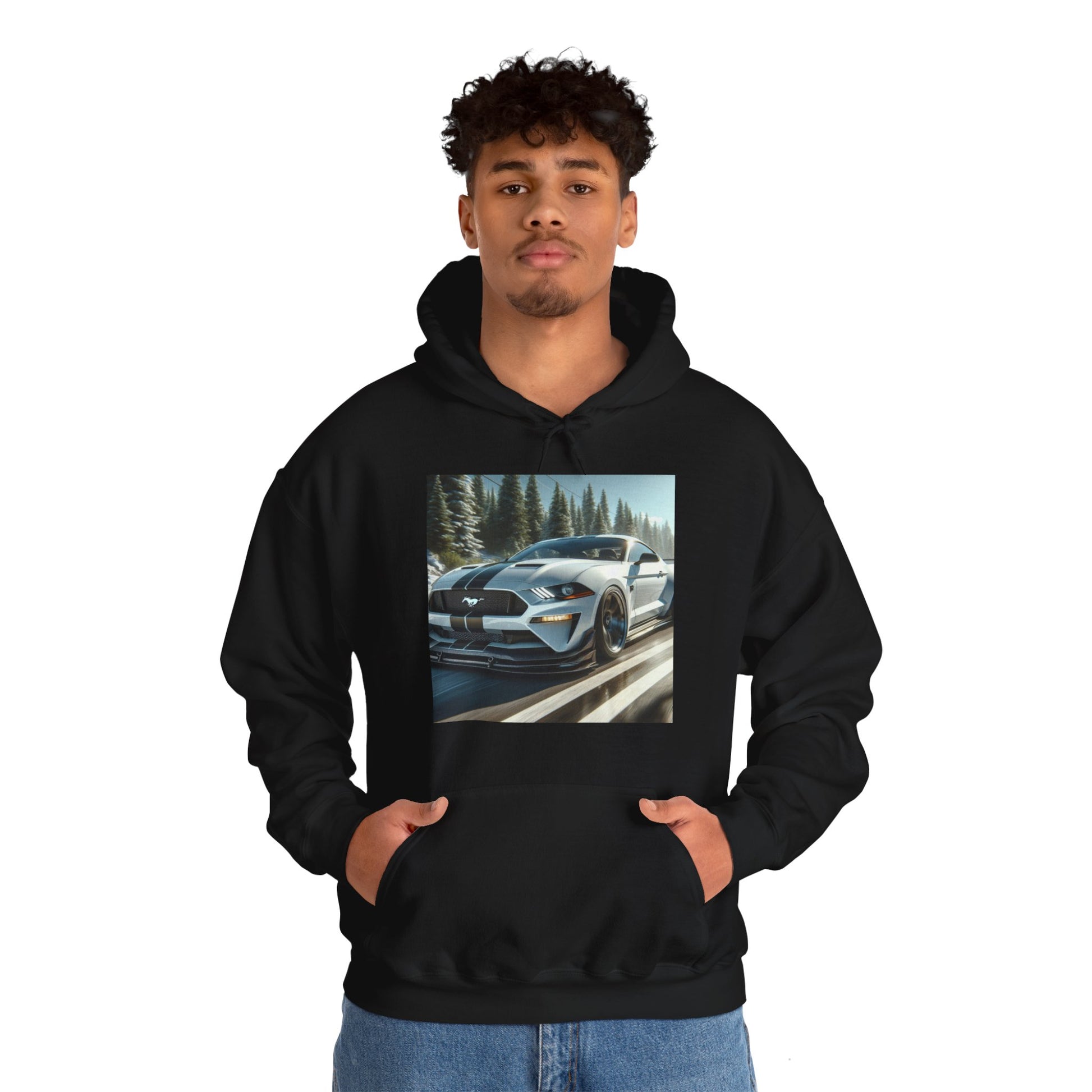 White Mustang Hoodie Hoodie Printify