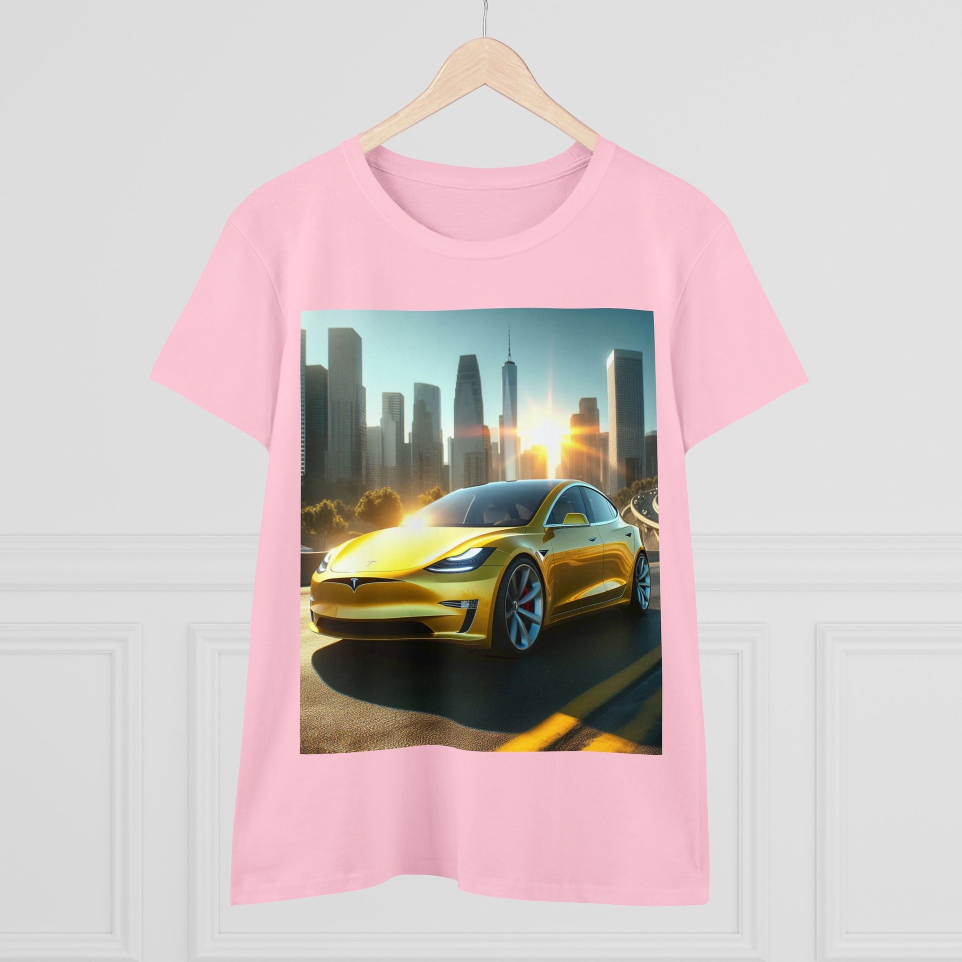 Yellow Tesla T-Shirt T-Shirt Printify
