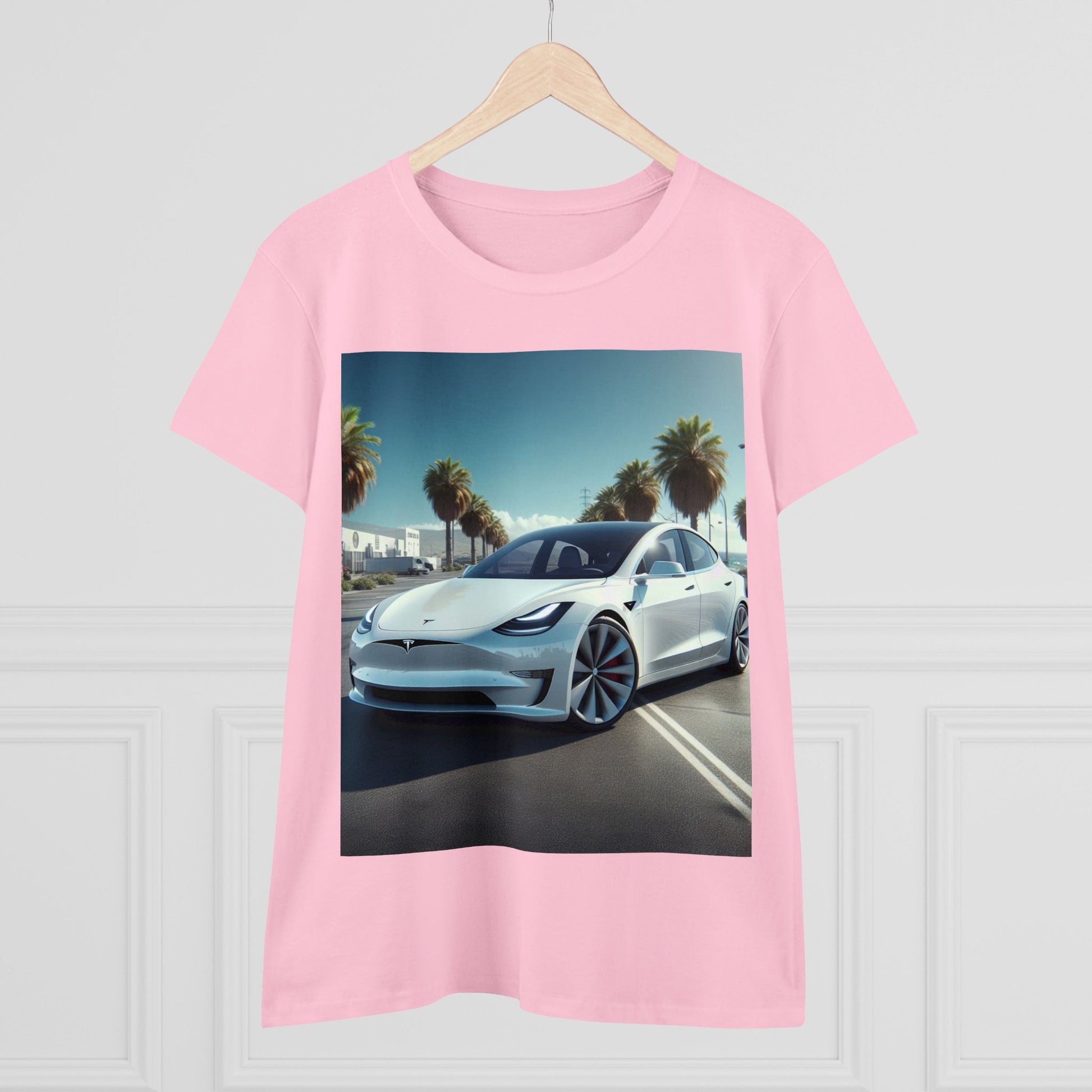 White Tesla T-Shirt T-Shirt Printify