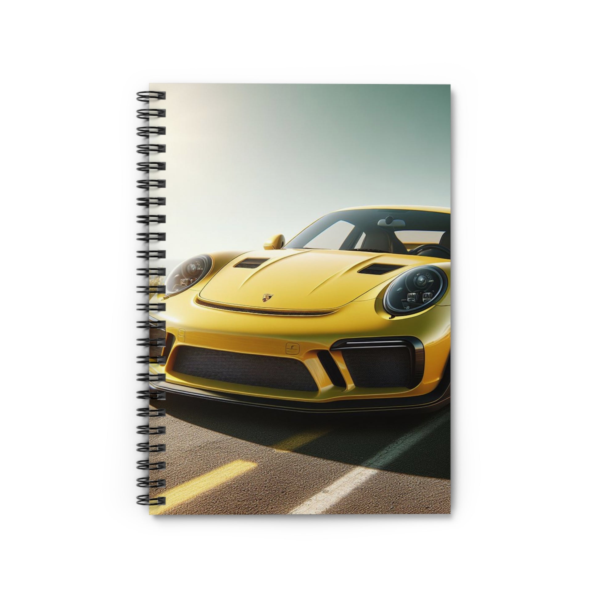 Yellow Porsche Spiral Notebook Paper products Printify One Size