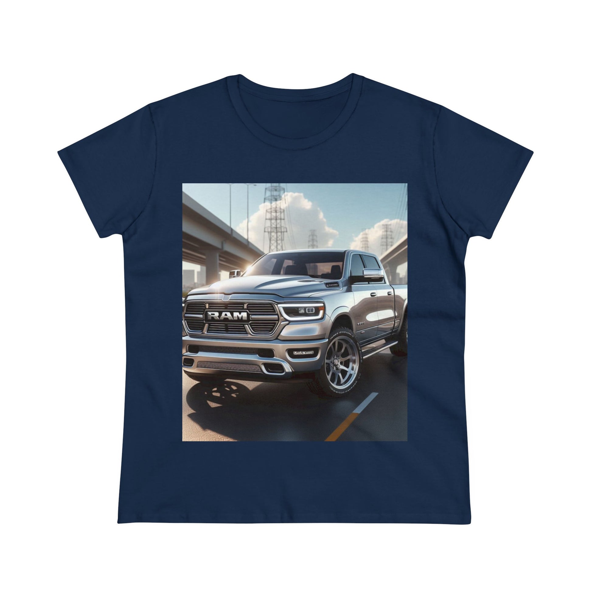 Silver Dodge Ram T-Shirt T-Shirt Printify Navy S