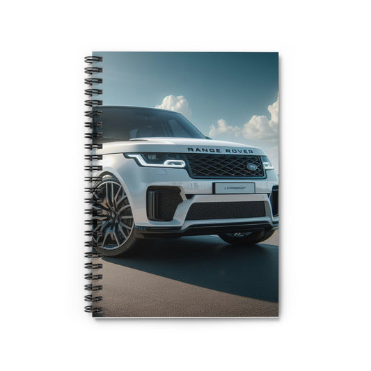 White Range Rover Spiral Notebook Paper products Printify One Size