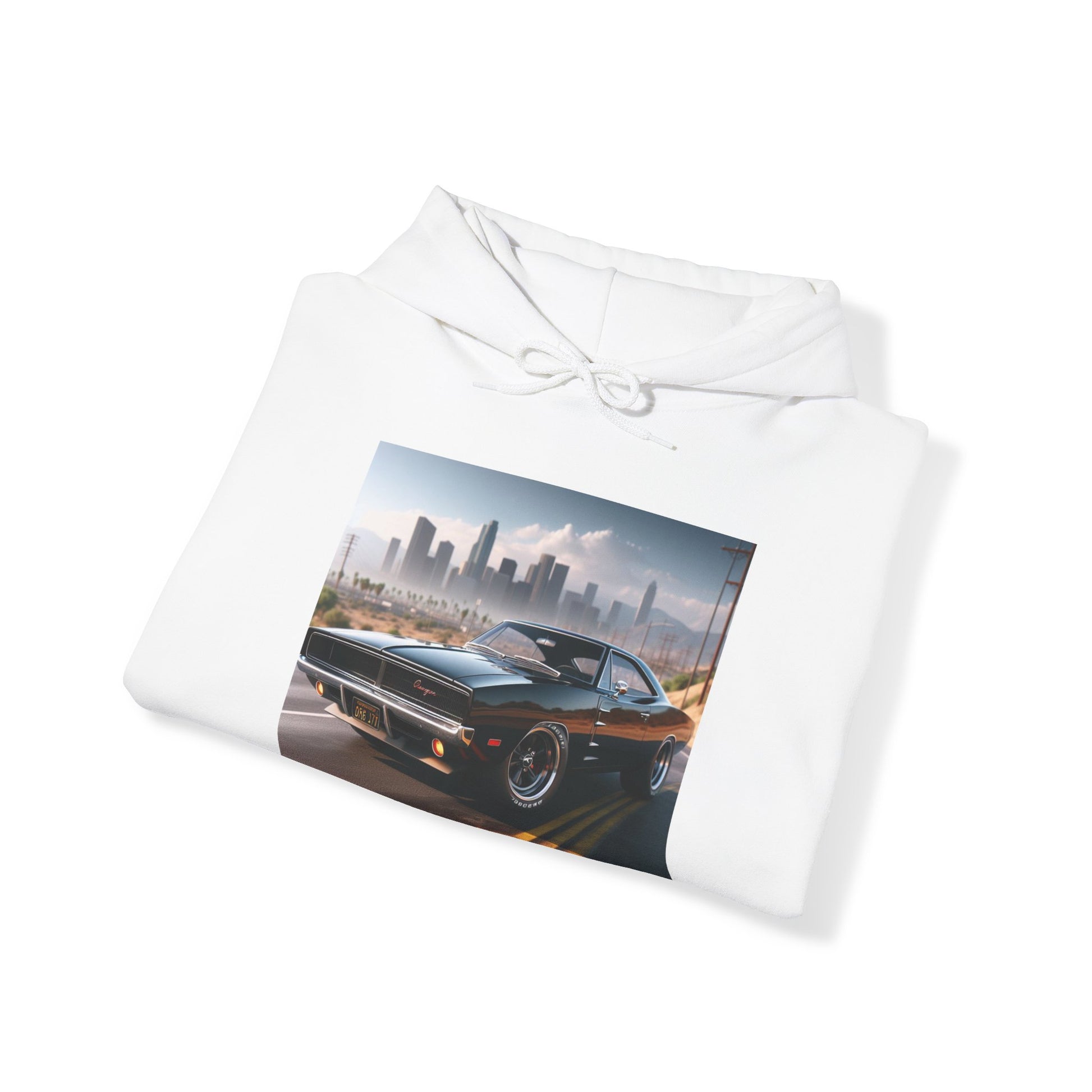 1970 Black Dodge Charger Hoodie Hoodie Printify