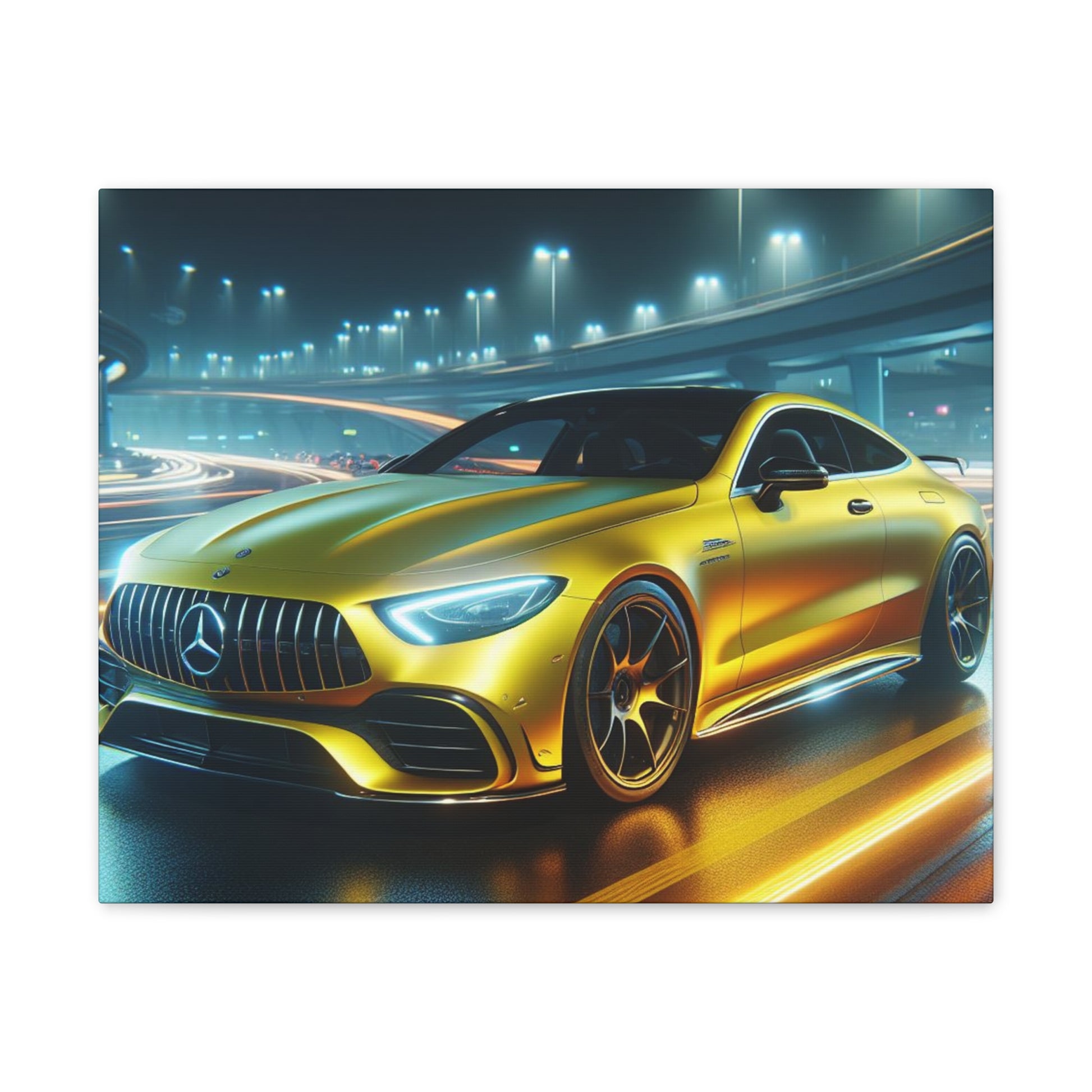 Yellow Mercedes Canvas Canvas Printify