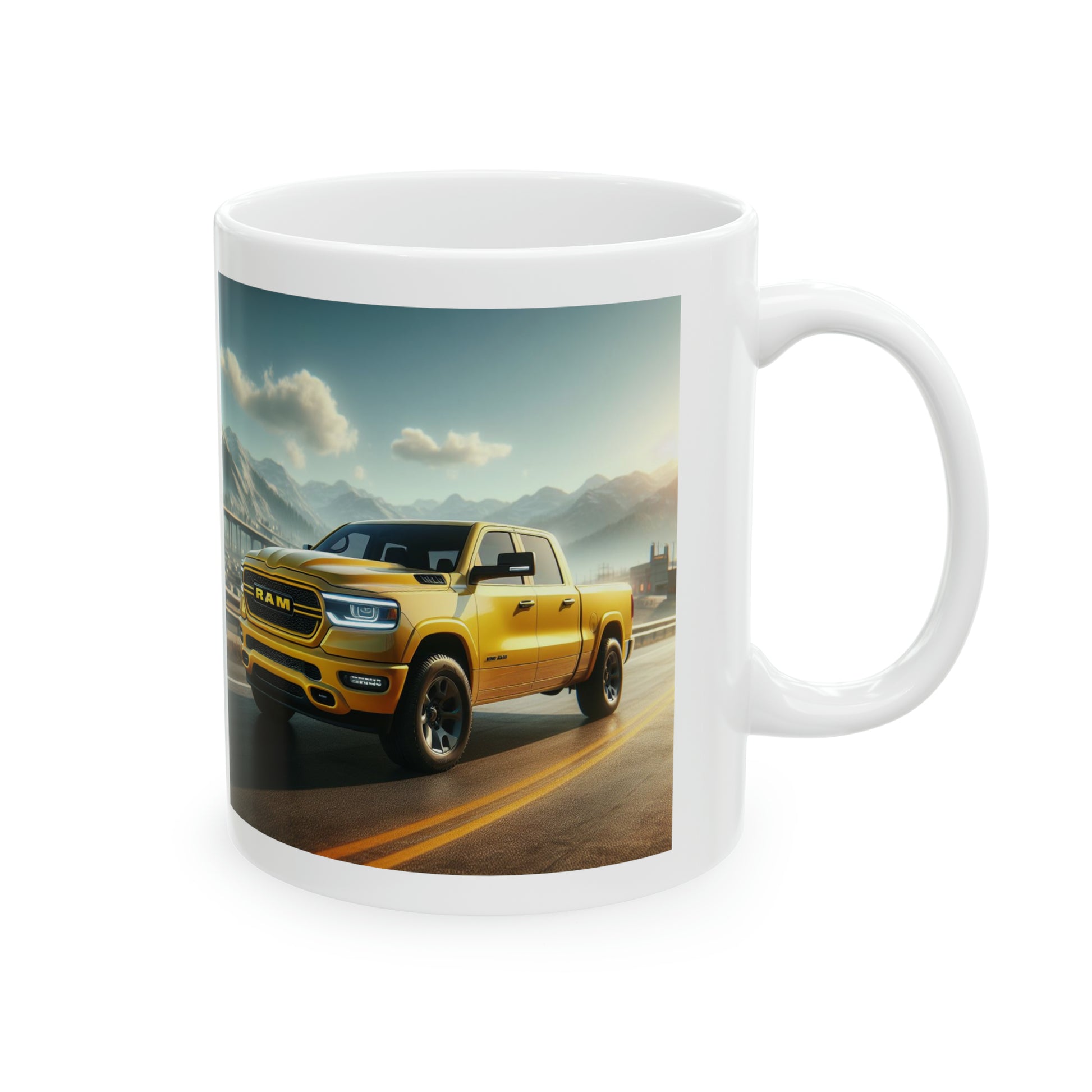 Yellow Dodge Ram Mug Mug Printify