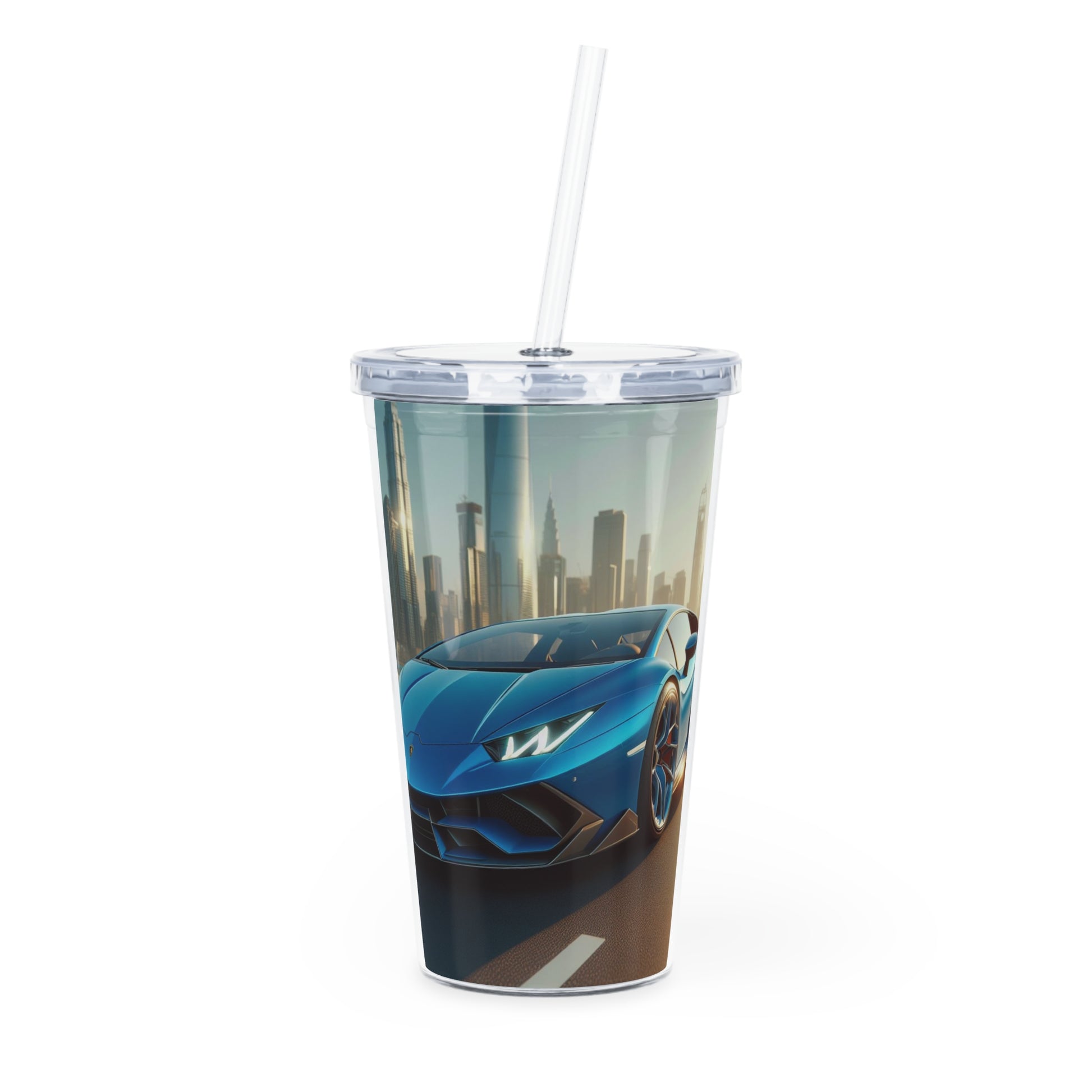 Blue Lamborghini Tumbler with Straw Mug Printify 20oz Transparent
