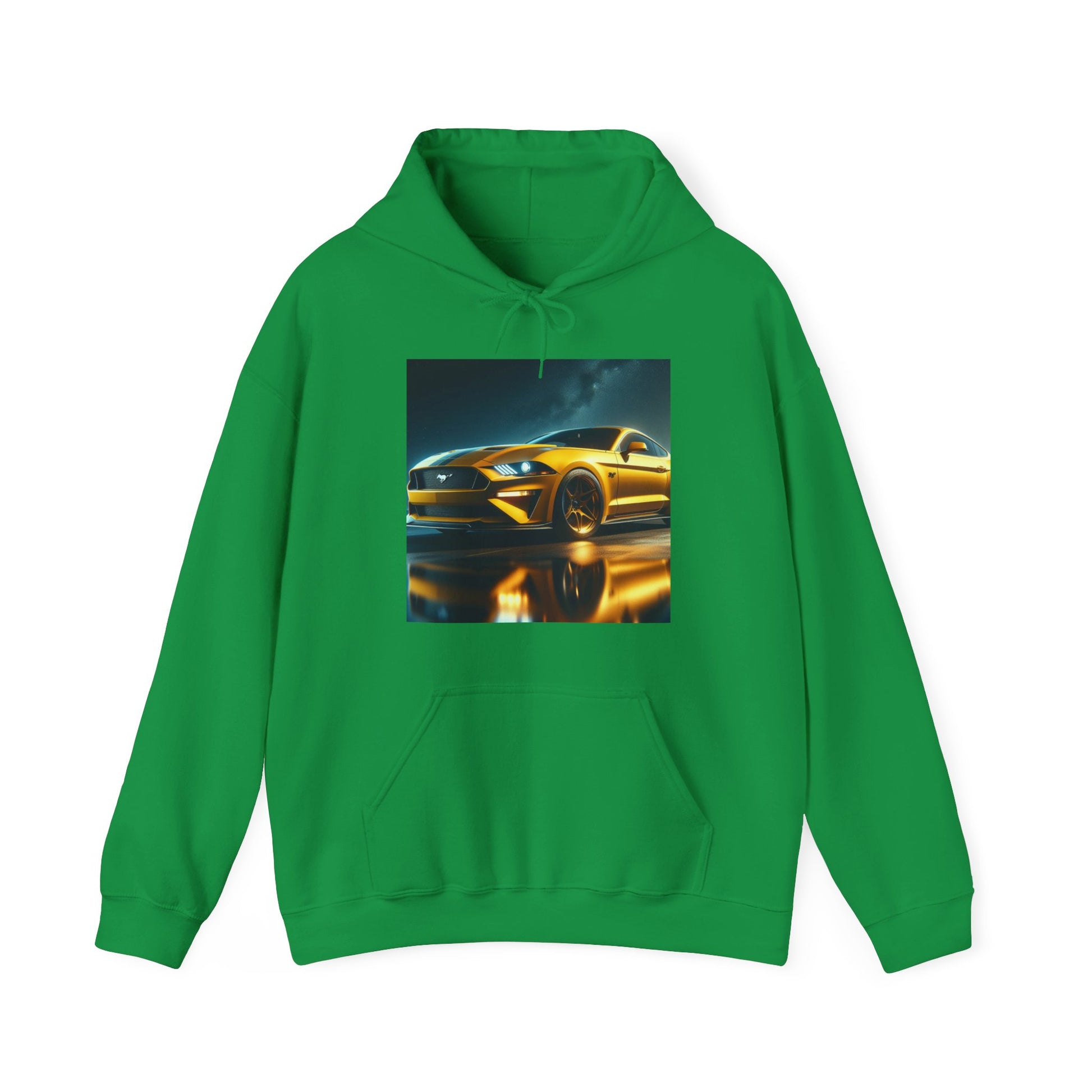 Yellow Mustang Hoodie Hoodie Printify Irish Green S