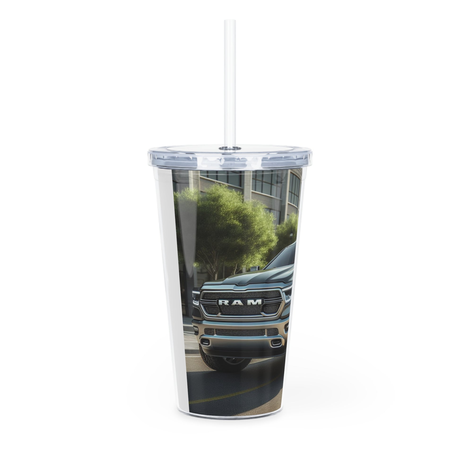 Gray Dodge Ram Tumbler with Straw Mug Printify