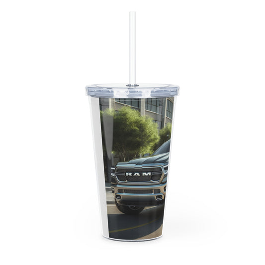 Gray Dodge Ram Tumbler with Straw Mug Printify