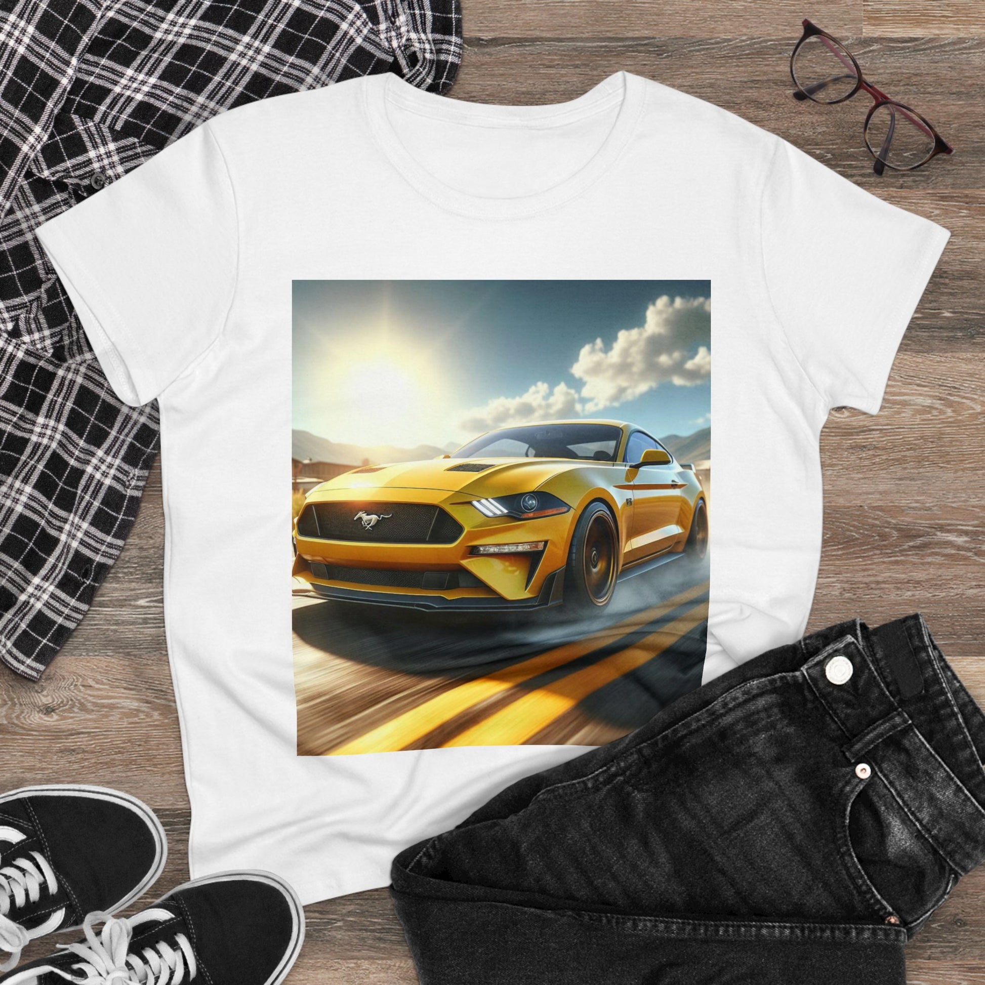 Yellow Mustang T-Shirt T-Shirt Printify