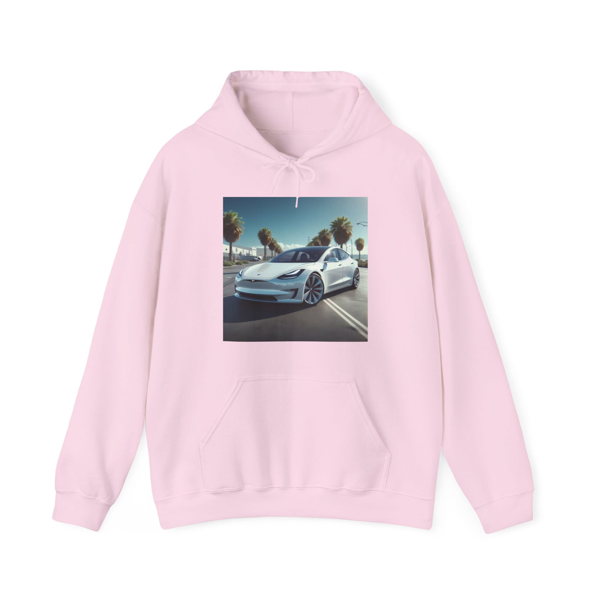 White Tesla Hoodie Hoodie Printify Light Pink S