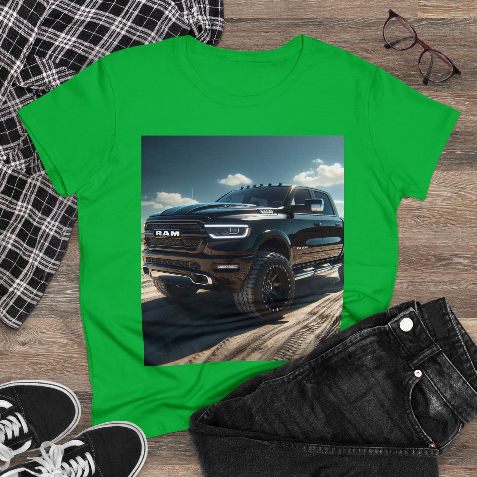 Black Dodge Ram T-Shirt T-Shirt Printify