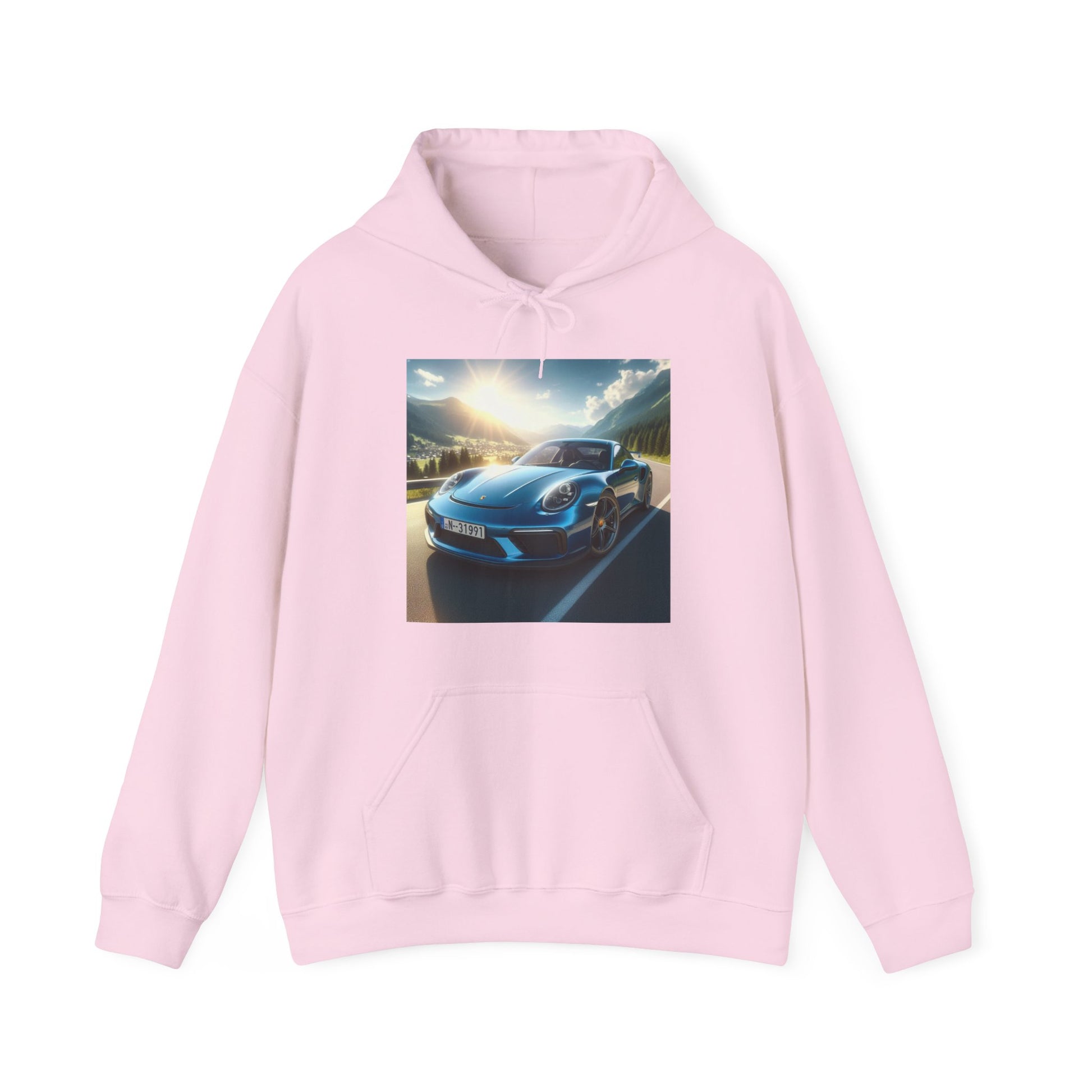 Blue Porsche Hoodie Hoodie Printify Light Pink S