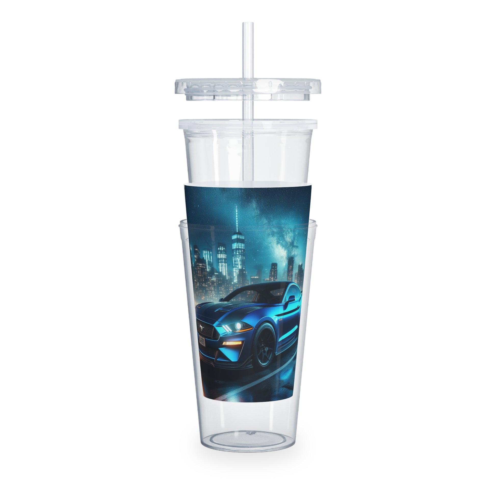 Blue Mustang Tumbler with Straw Mug Printify