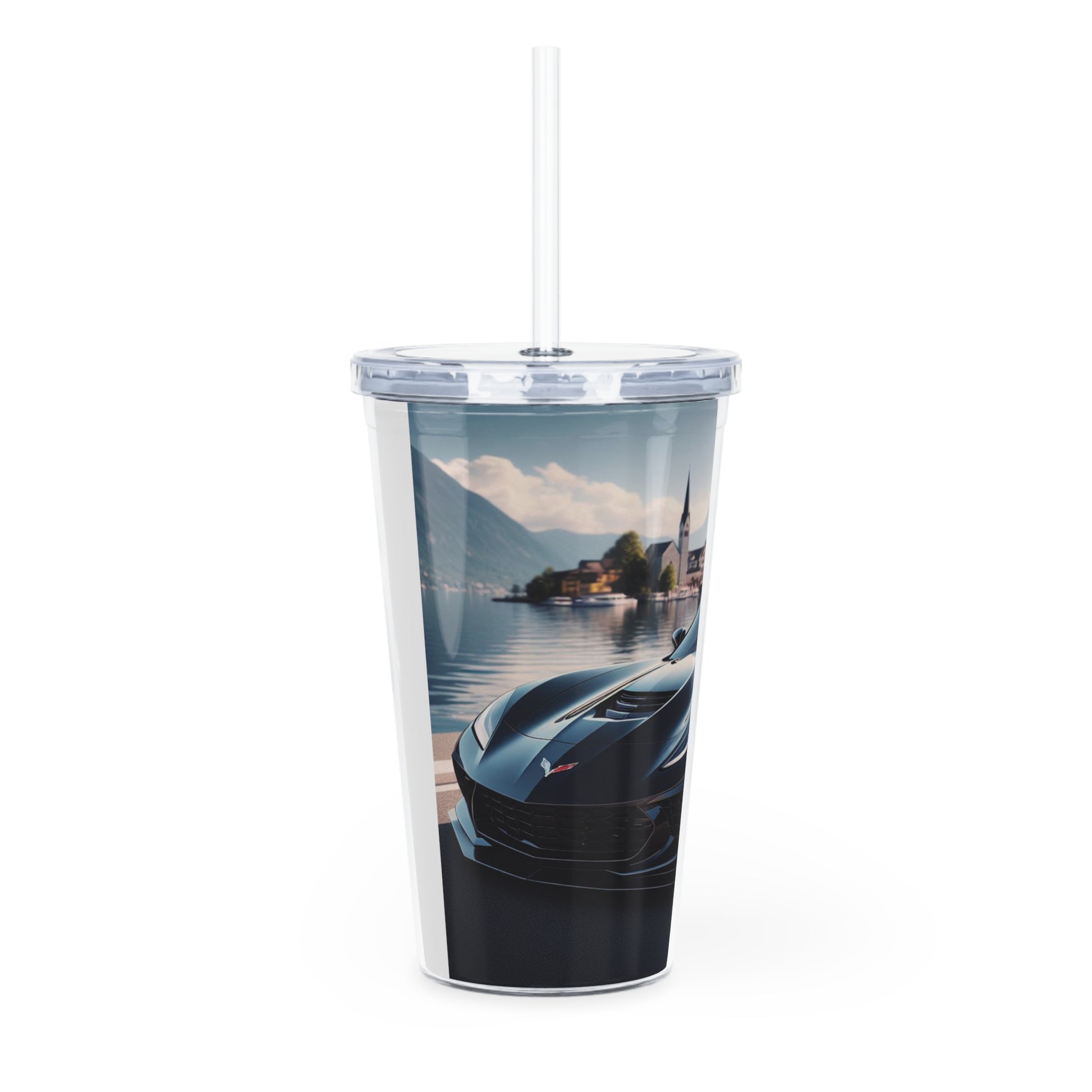 Black Corvette Tumbler with Straw Mug Printify