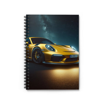 Yellow Porsche Spiral Notebook Paper products Printify One Size