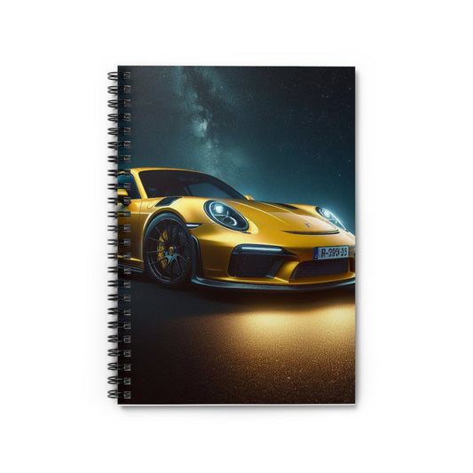 Yellow Porsche Spiral Notebook Paper products Printify One Size