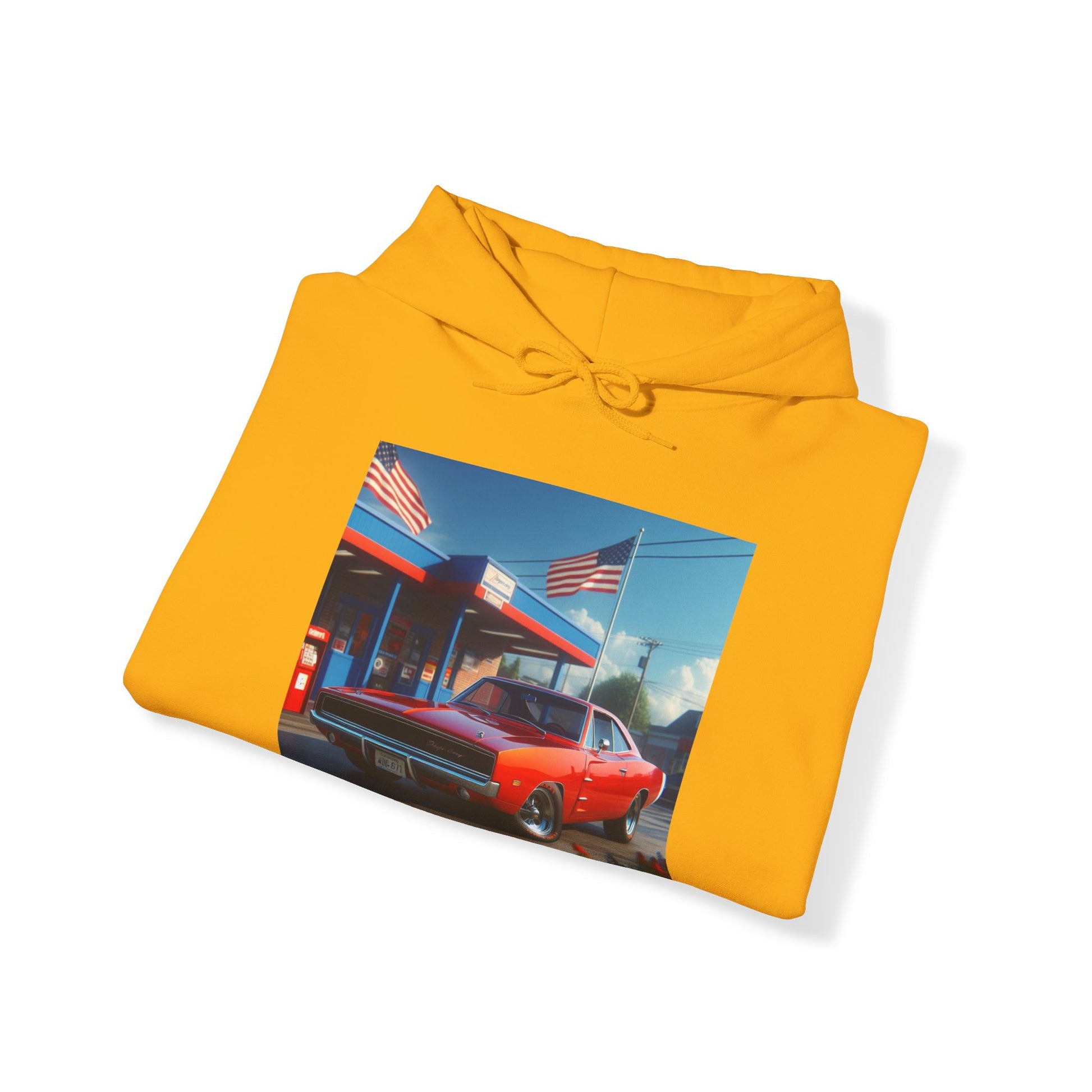 1970 Red Dodge Charger Hoodie Hoodie Printify