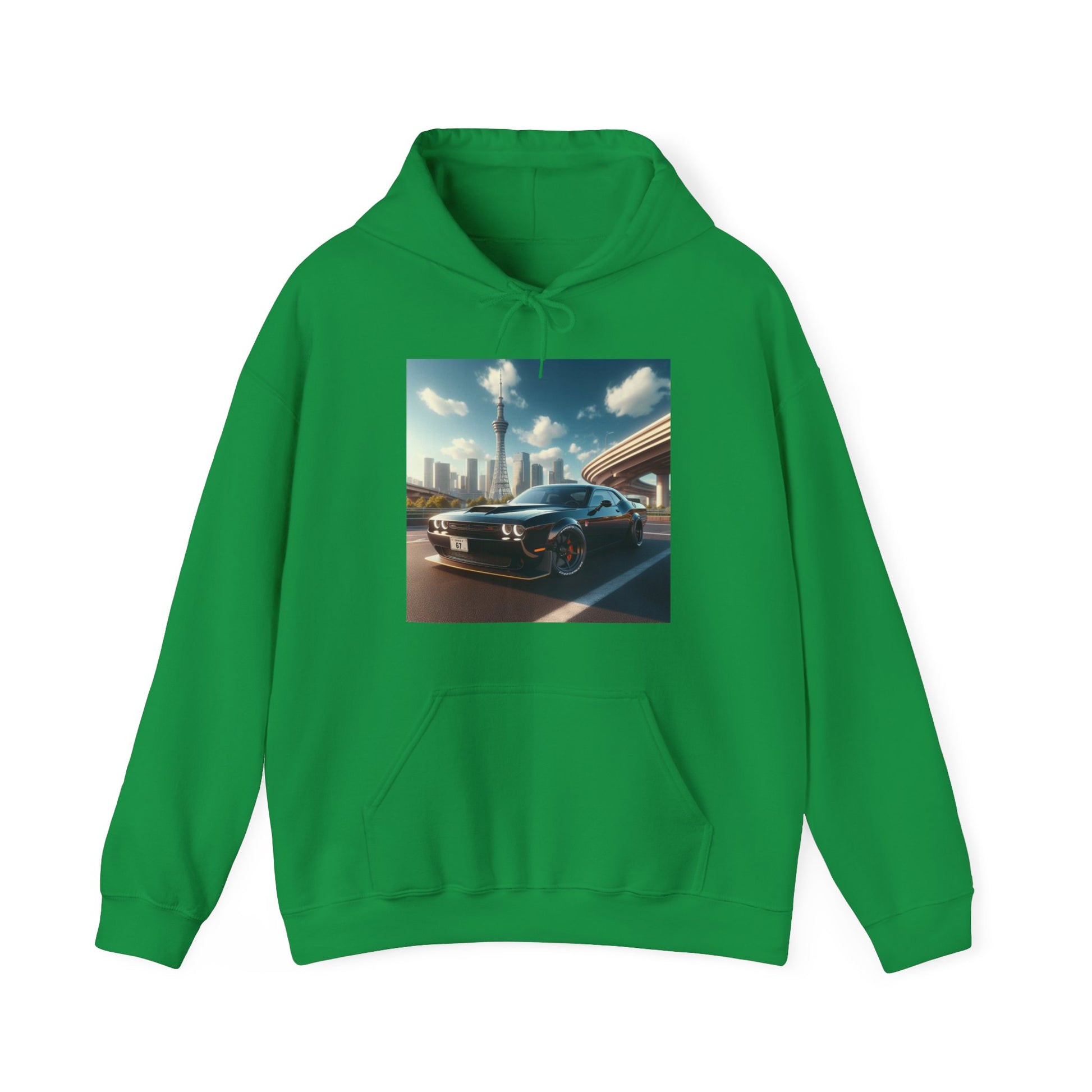Black Challenger Hoodie Hoodie Printify Irish Green S