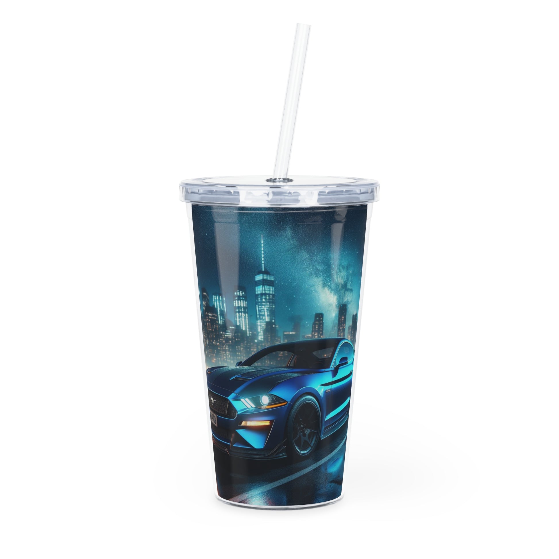 Blue Mustang Tumbler with Straw Mug Printify 20oz Transparent
