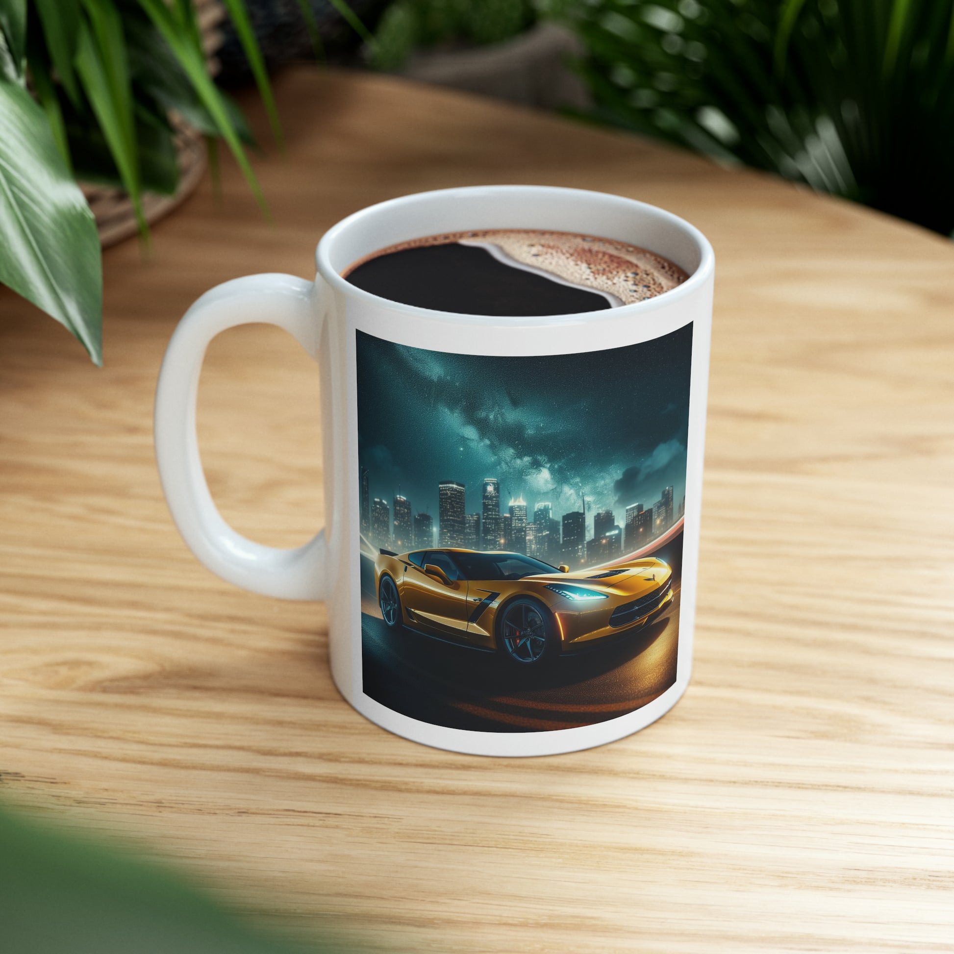 Yellow Corvette Mug Mug Printify
