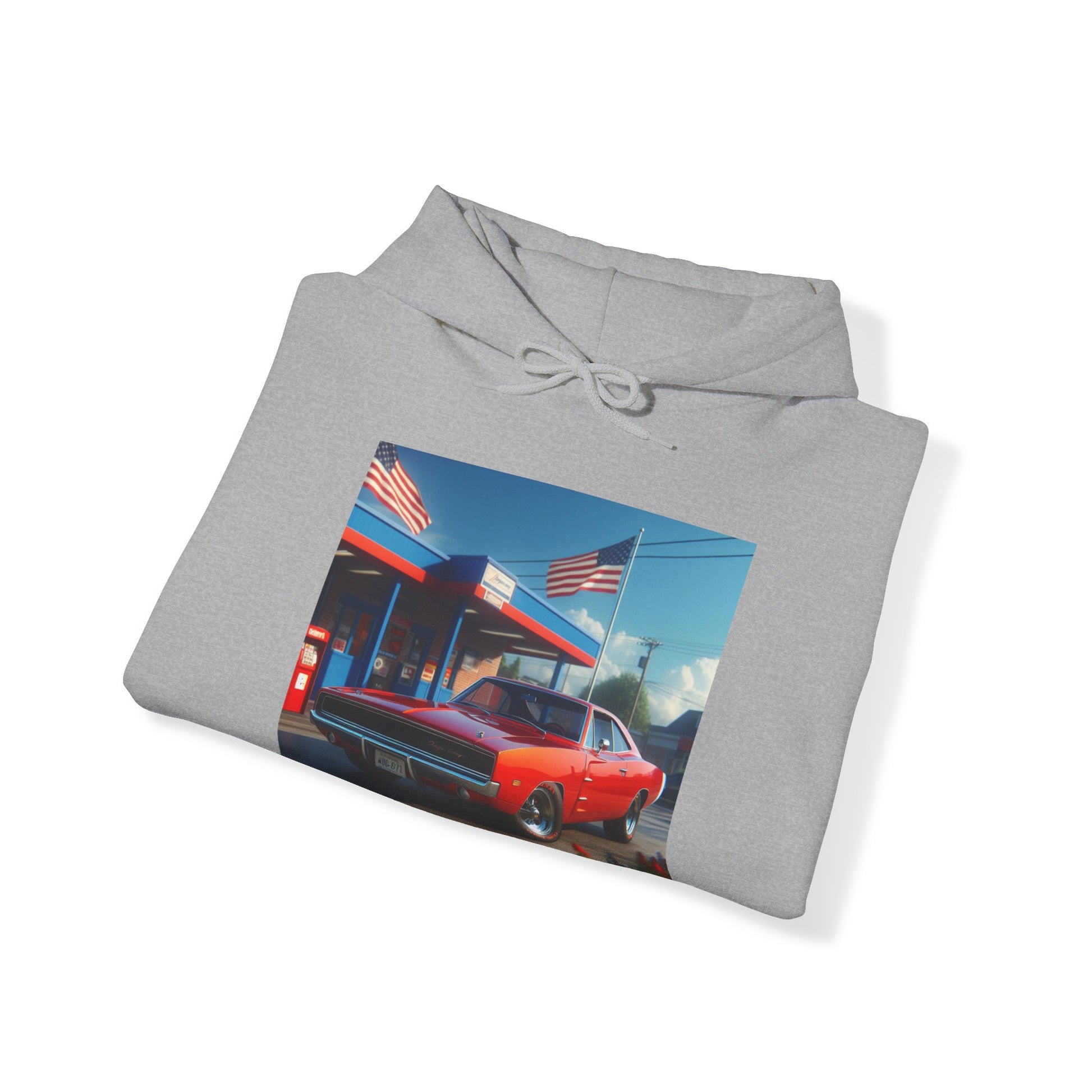 1970 Red Dodge Charger Hoodie Hoodie Printify