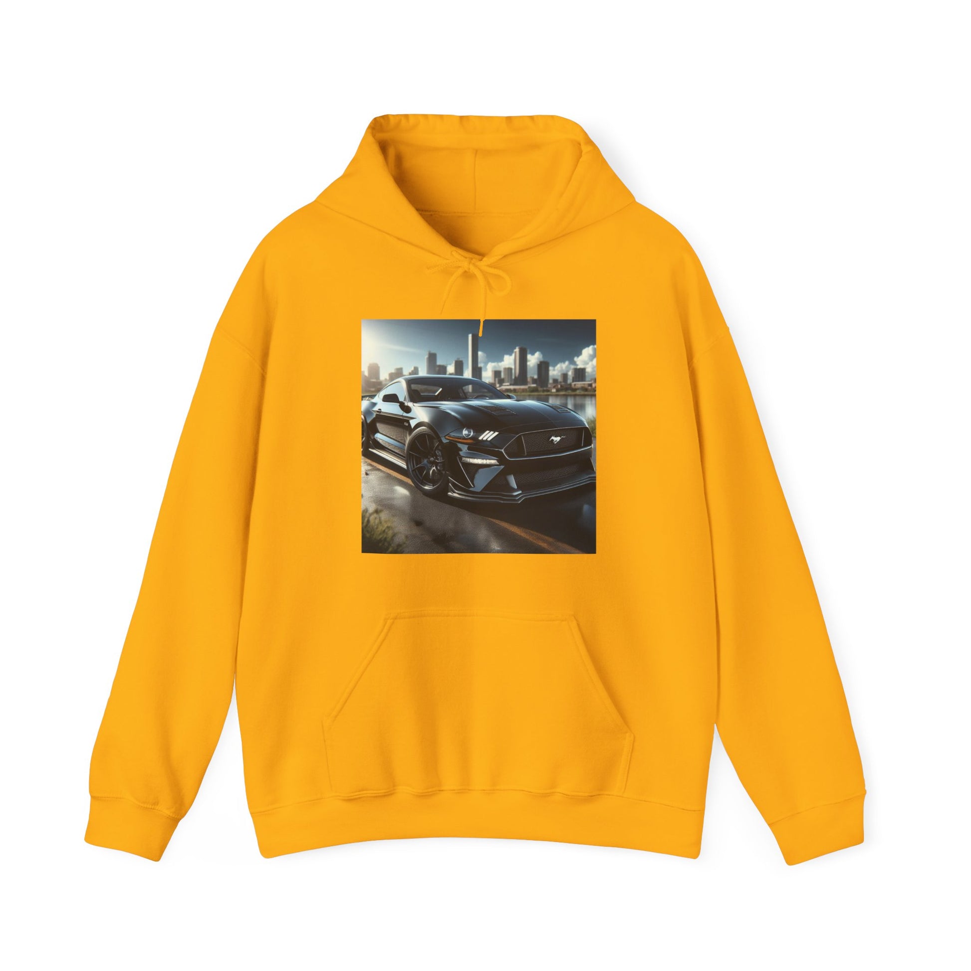 Black Mustang Hoodie Hoodie Printify Gold S