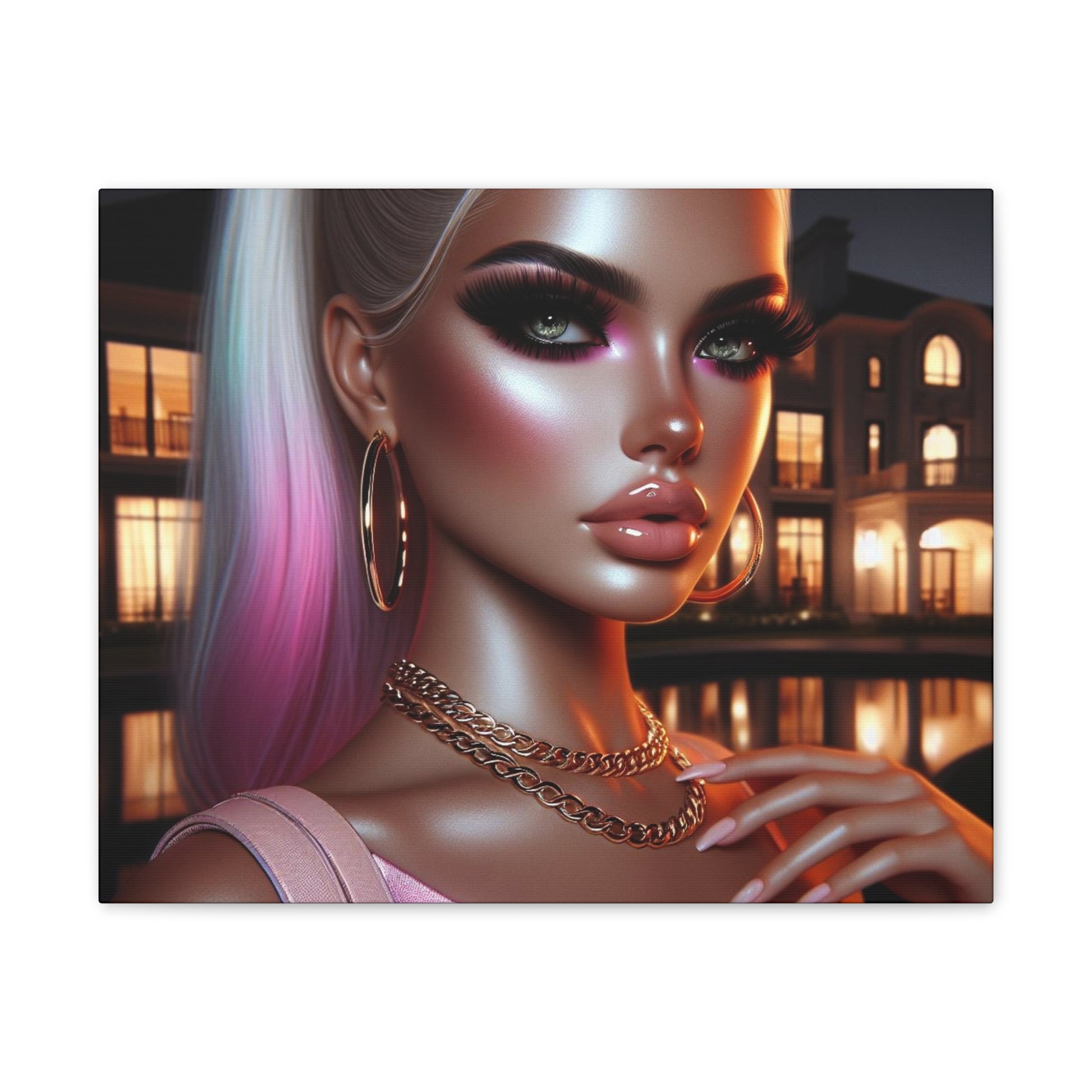 Pink at Night Canvas Canvas Printify