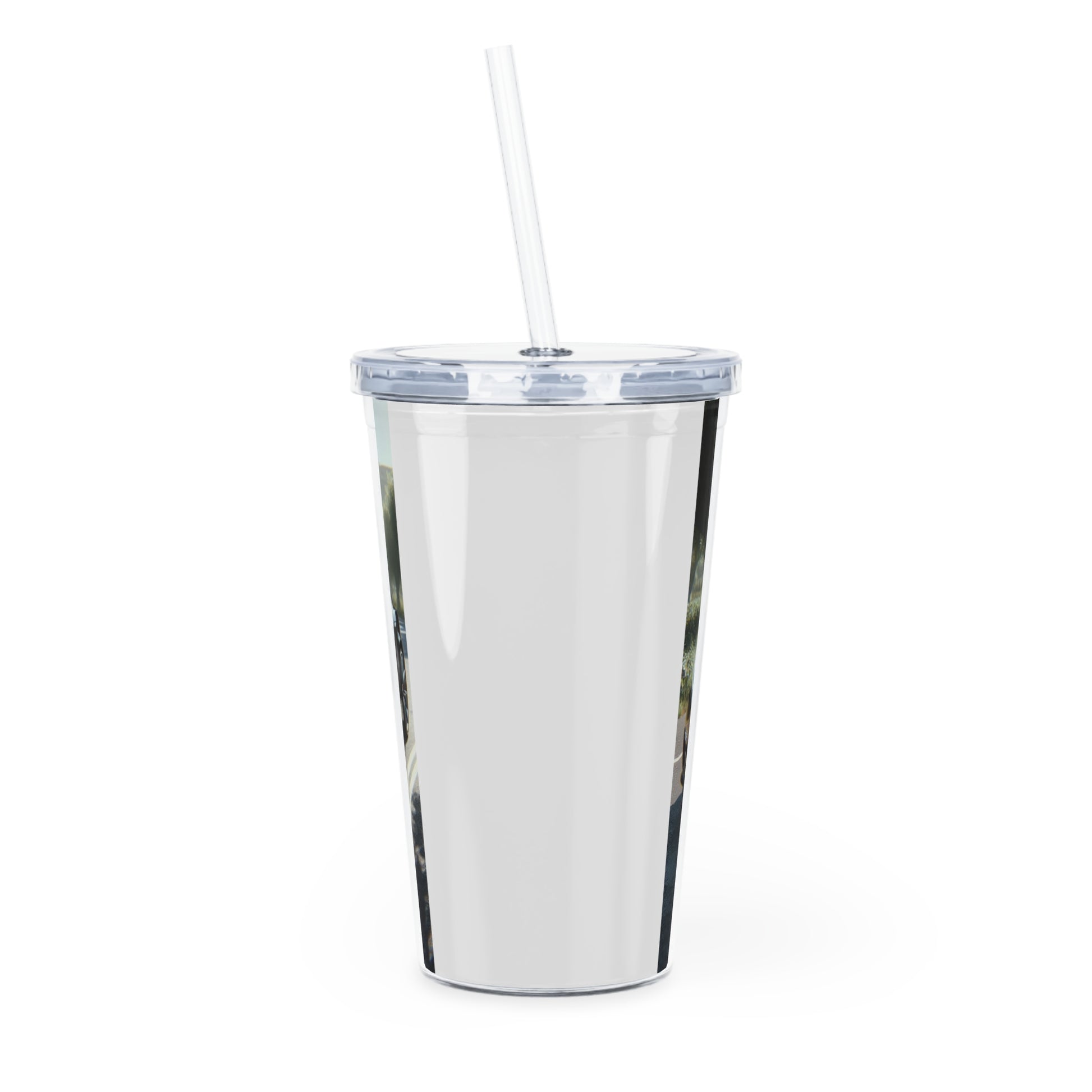 Black Tesla Tumbler with Straw Mug Printify