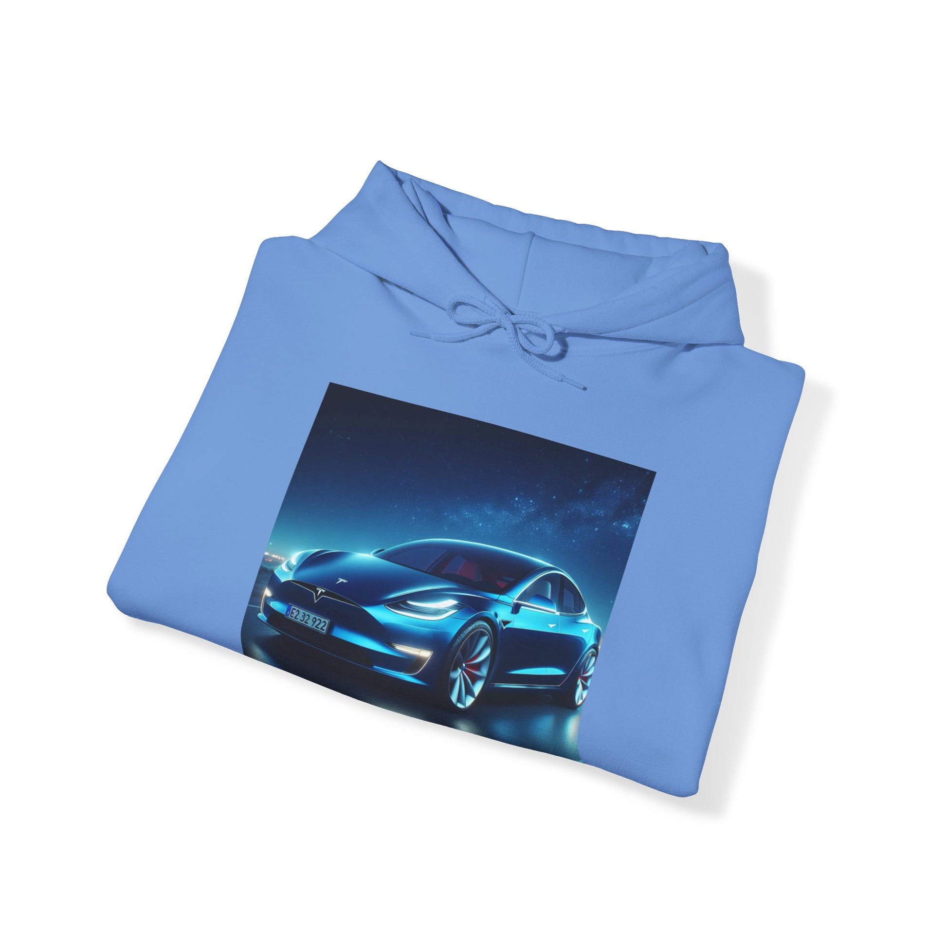 Blue Tesla Hoodie Hoodie Printify