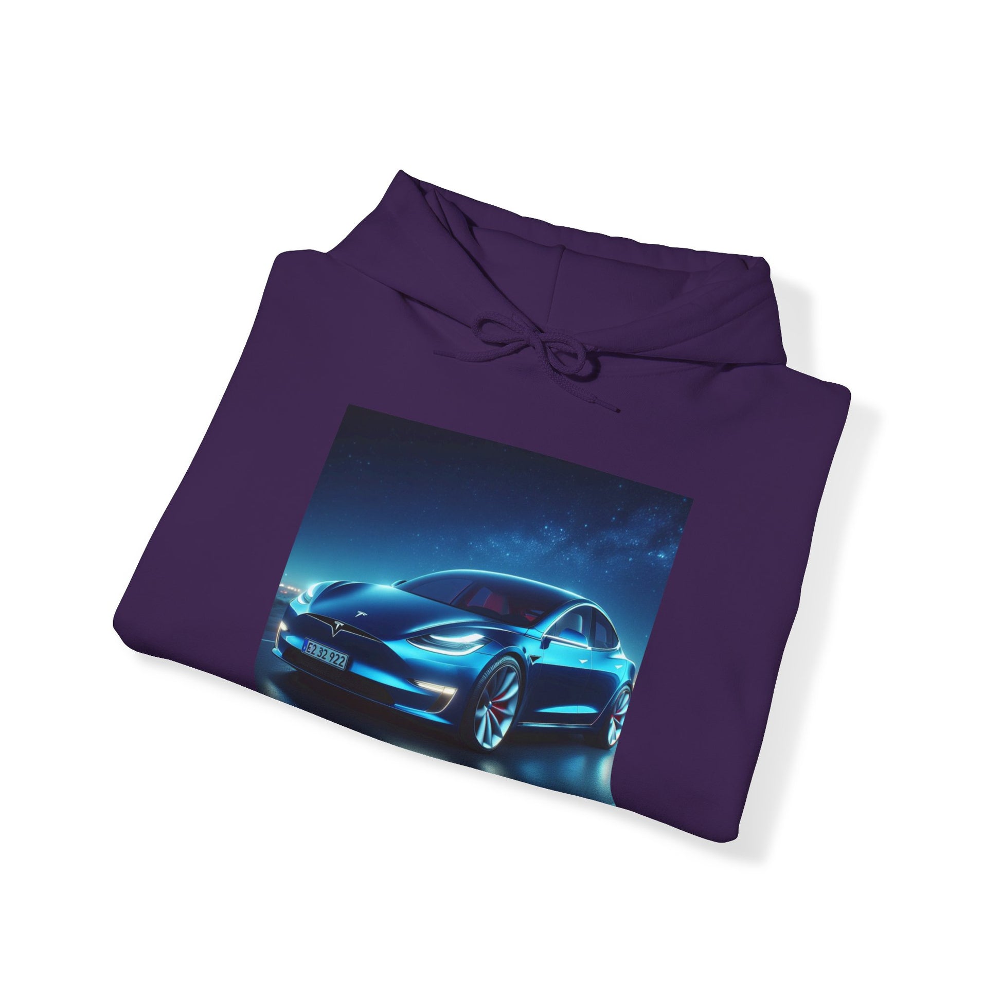Blue Tesla Hoodie Hoodie Printify