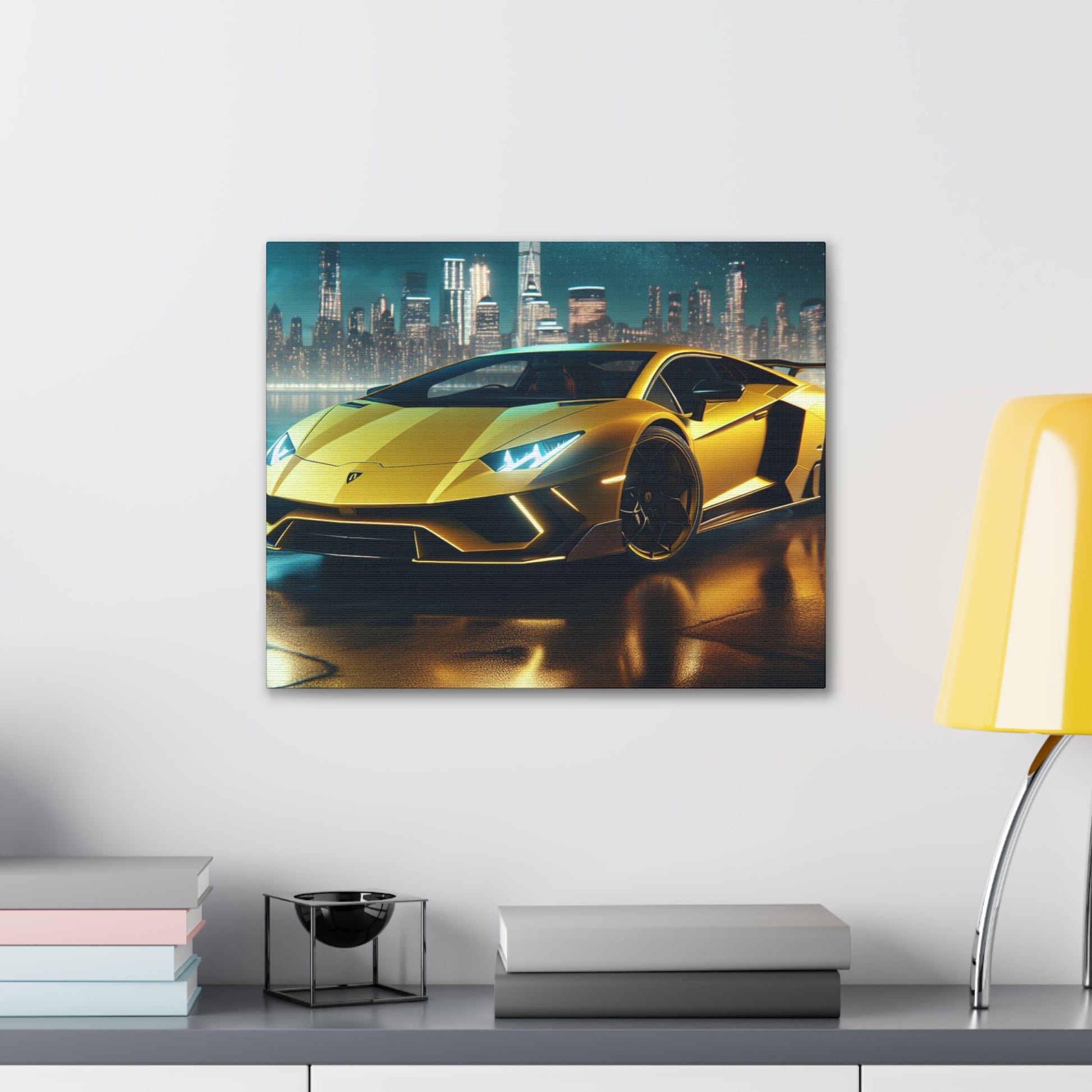 Yellow Lamborghini Canvas Canvas Printify 20″ x 16″ (Horizontal) 0.75''