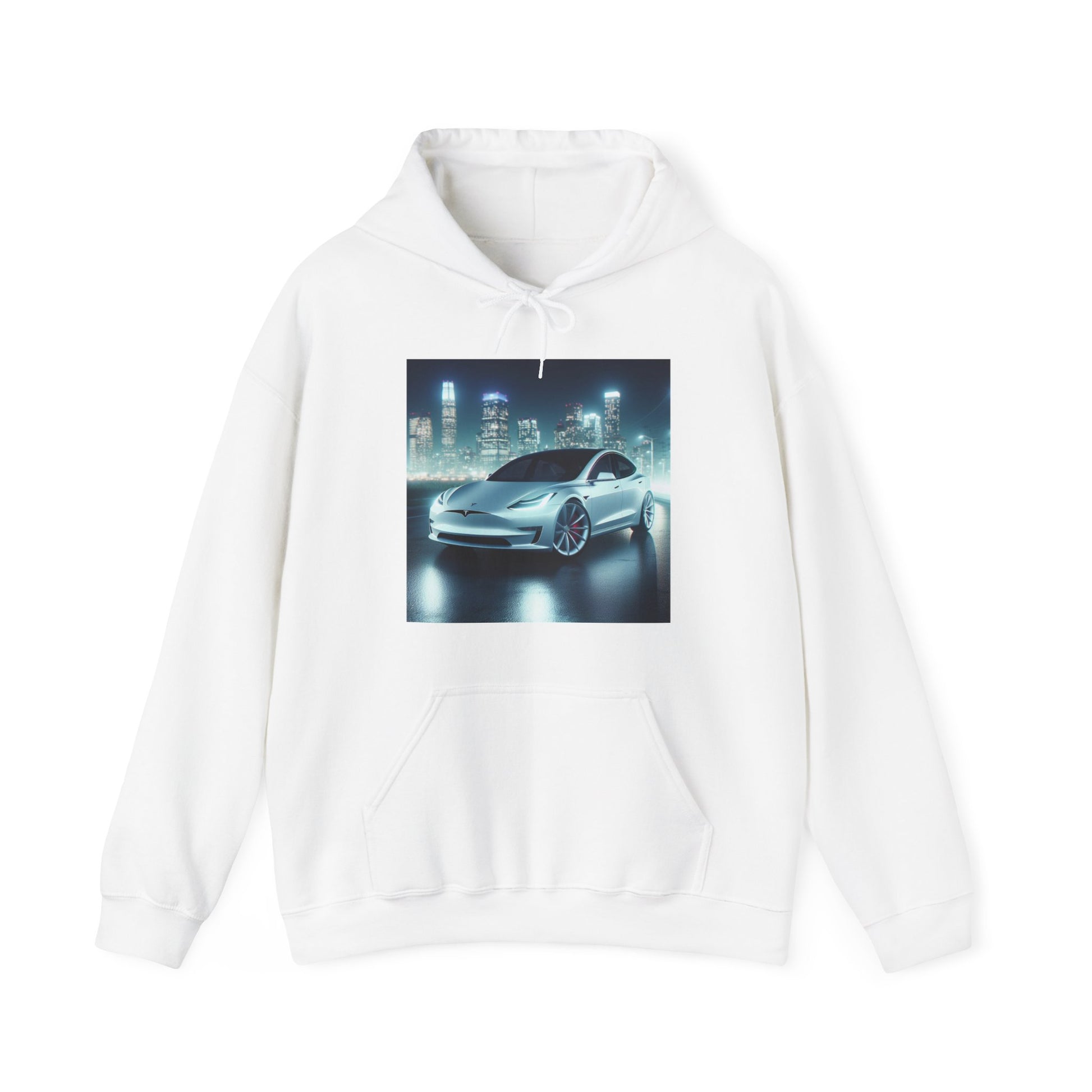 White Tesla Hoodie Hoodie Printify White S