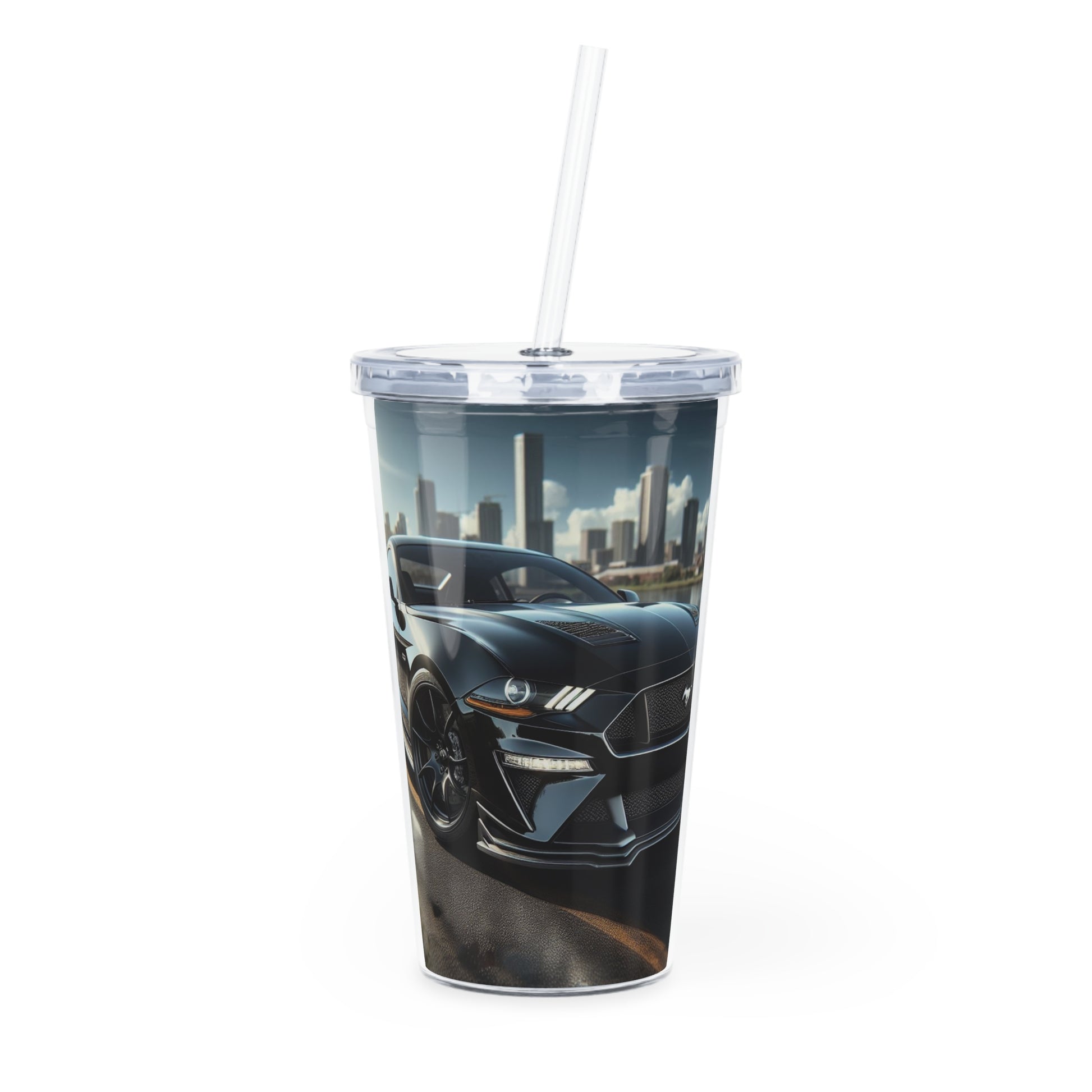 Black Mustang Tumbler with Straw Mug Printify 20oz Transparent