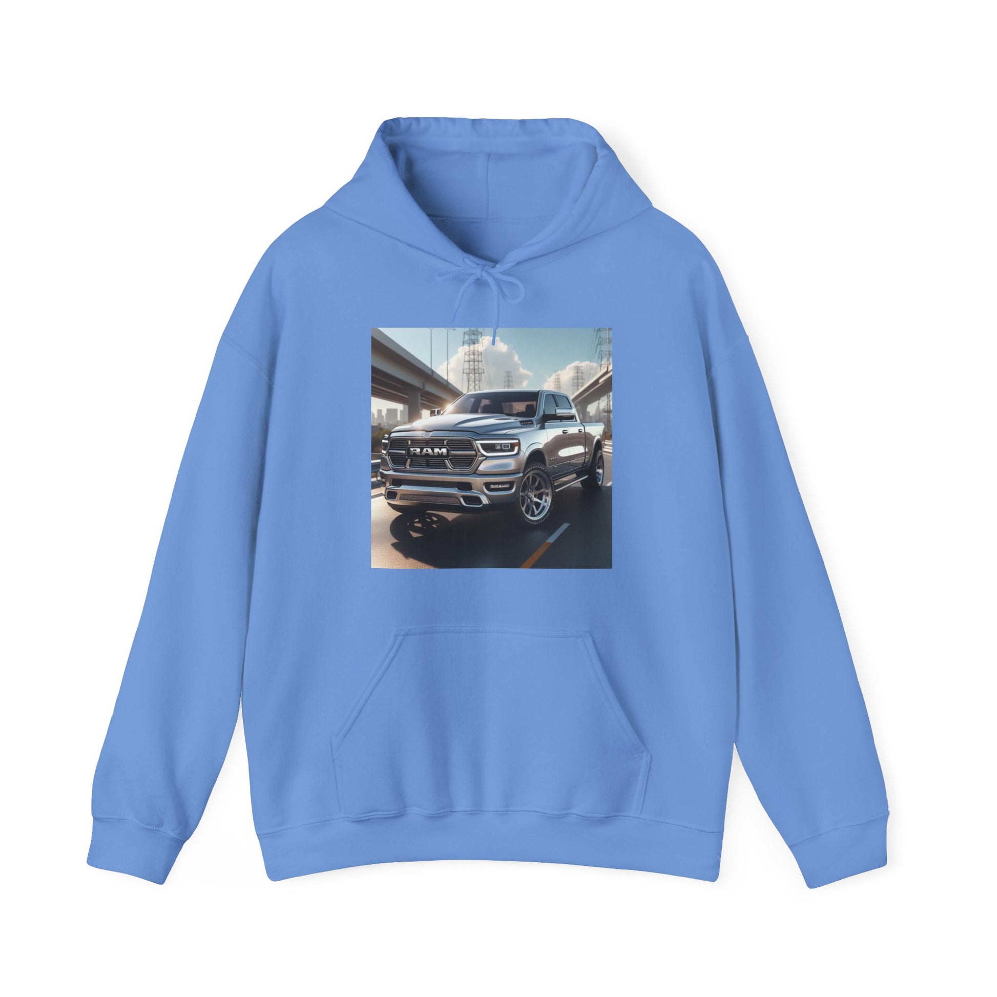 Silver Dodge Ram Hoodie Hoodie Printify Carolina Blue S