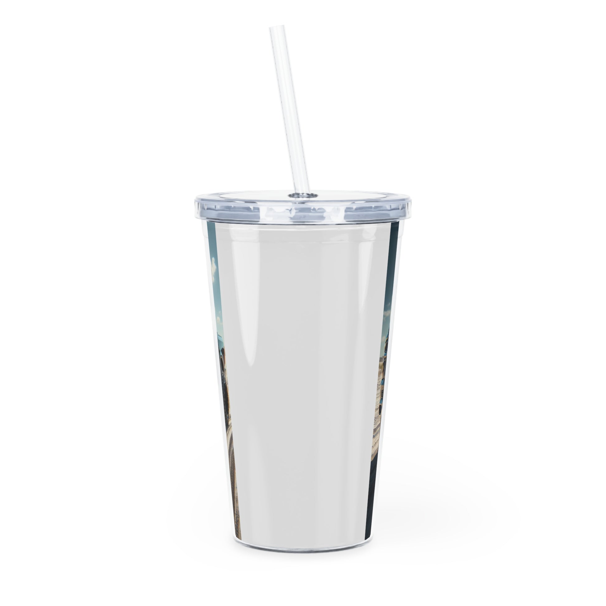 Black Dodge Ram Plastic Tumbler with Straw Mug Printify