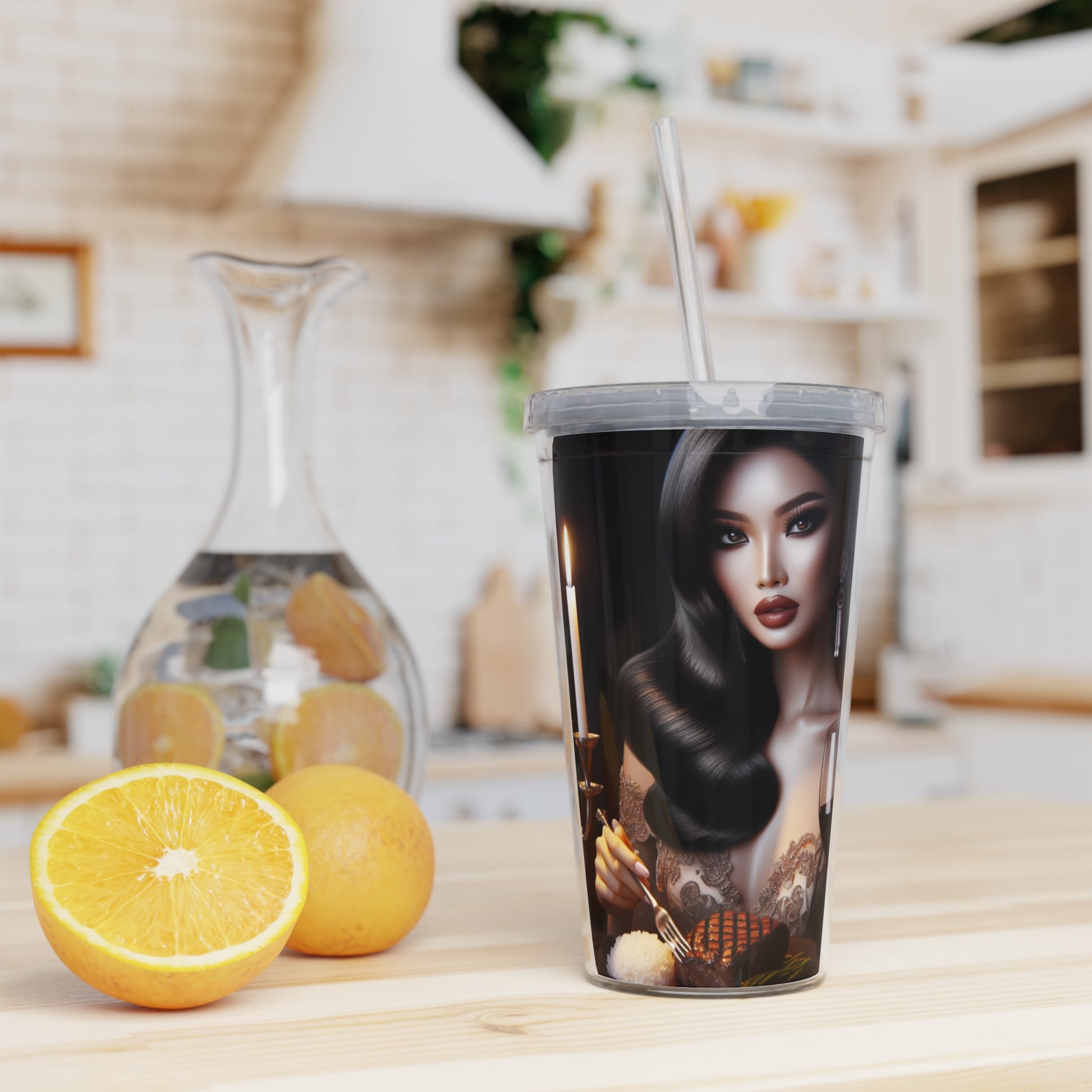 Elegant Meal Tumbler with Straw Mug Printify